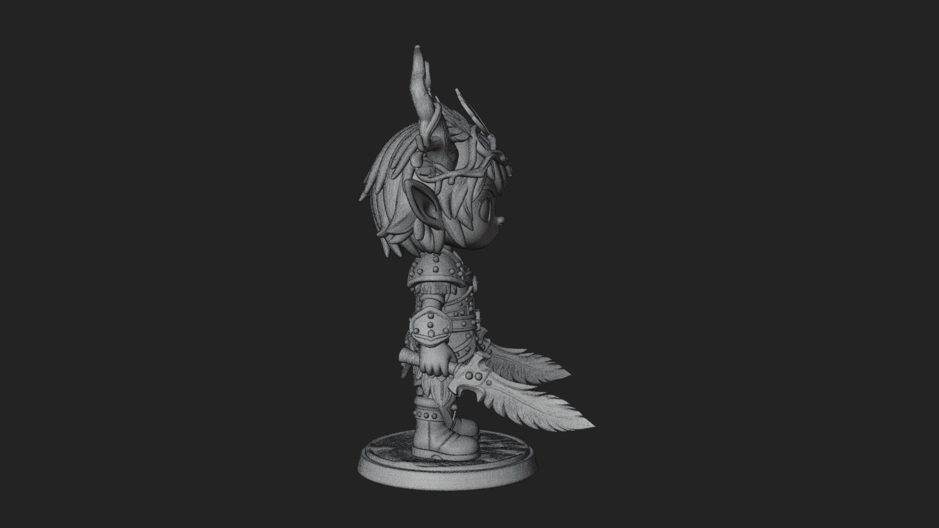 Chibi Forest Elf With Antlers Statue Design 4 3D Print Model 3D Model