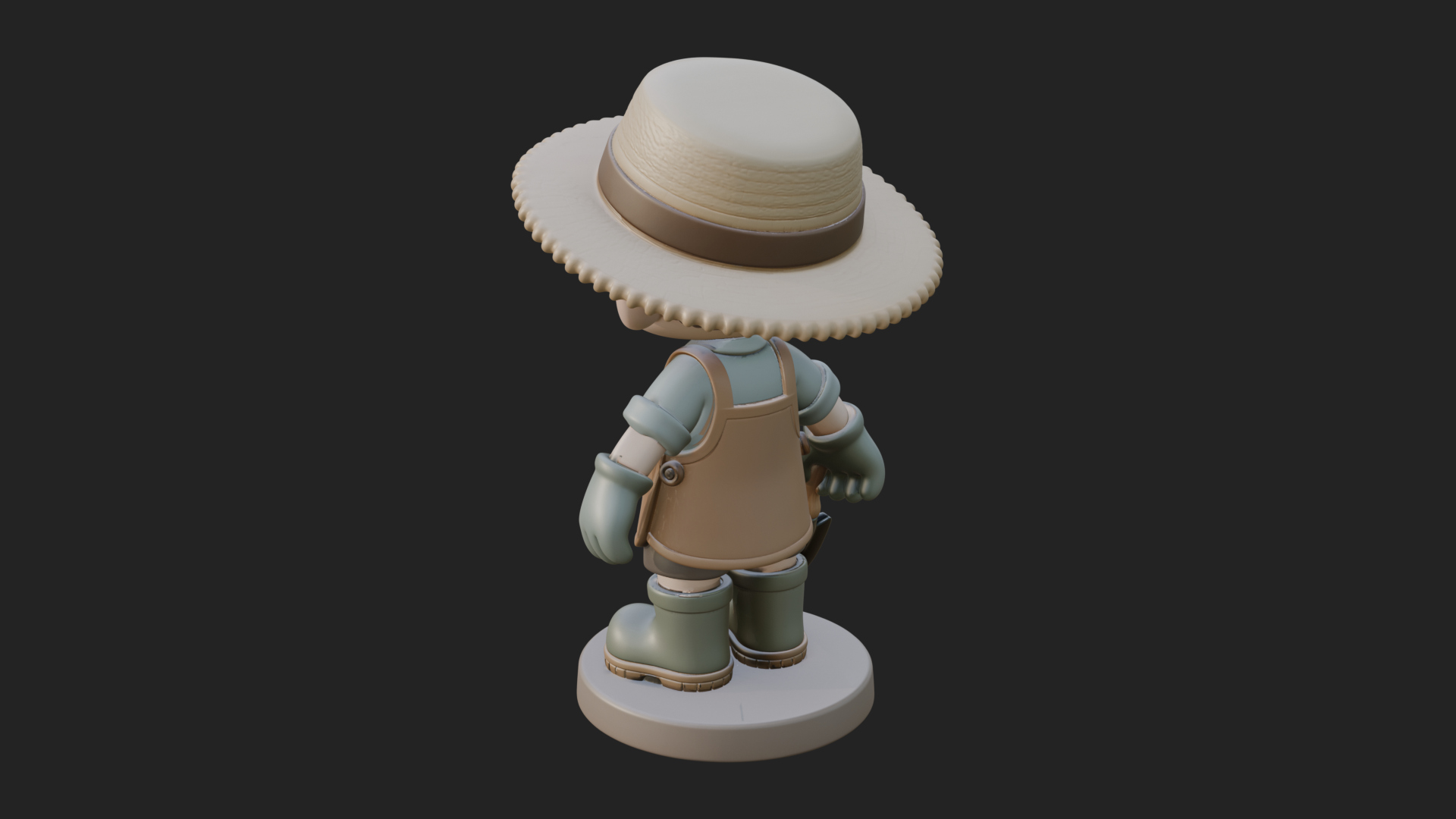 Chibi Gardener Boy With Trowel Statue Design 1 3D Print Mode 3D Model