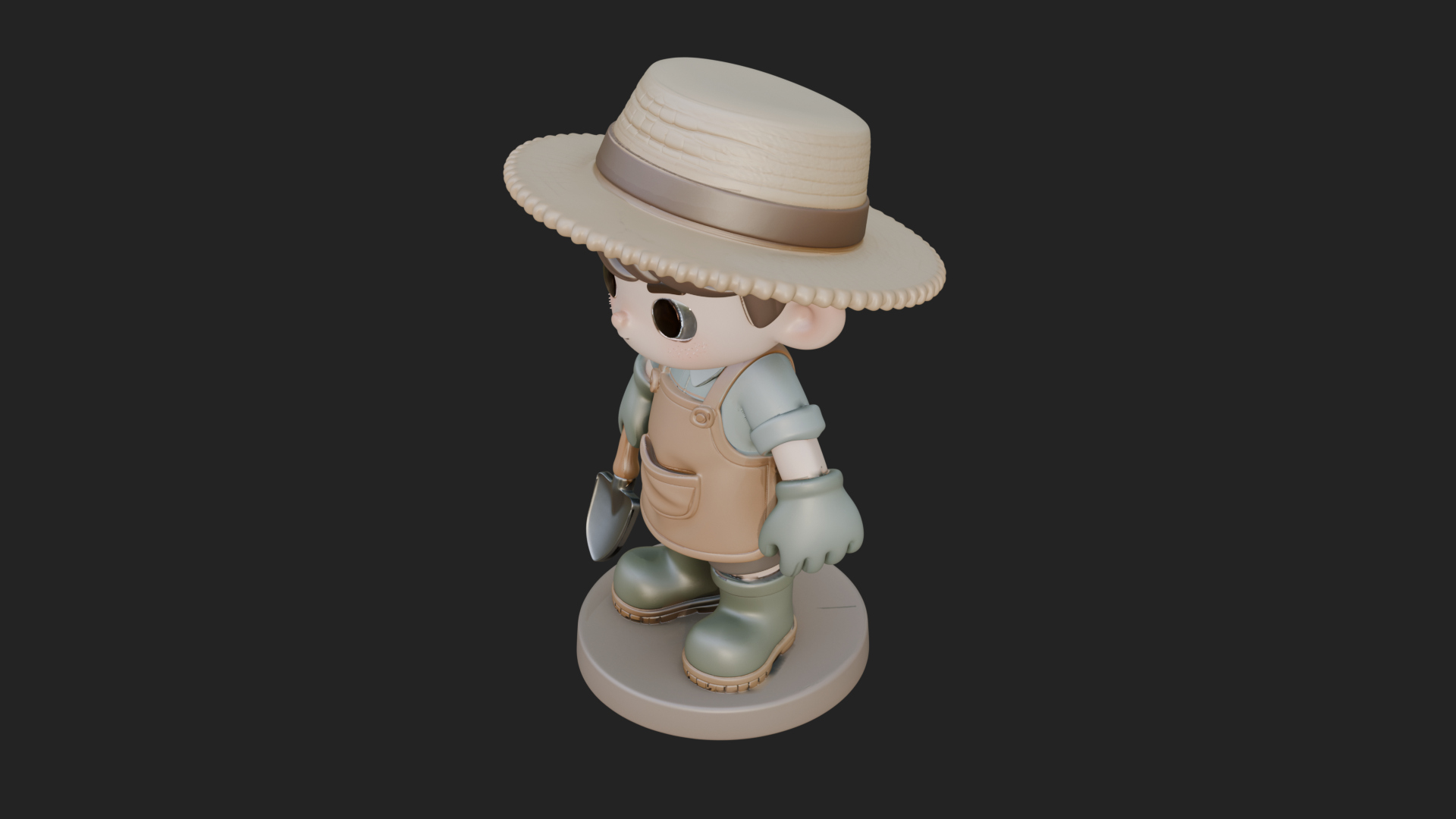 Chibi Gardener Boy With Trowel Statue Design 1 3D Print Mode 3D Model
