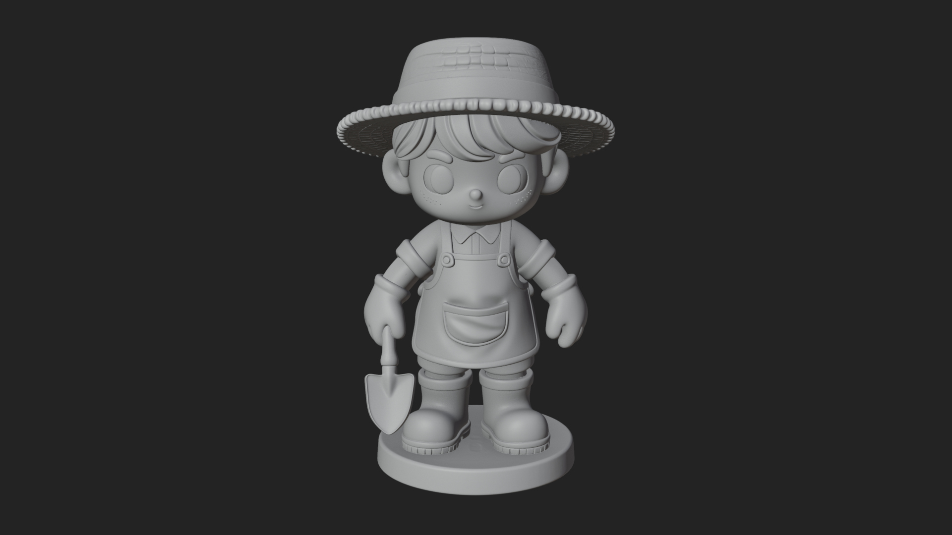 Chibi Gardener Boy With Trowel Statue Design 1 3D Print Mode 3D Model