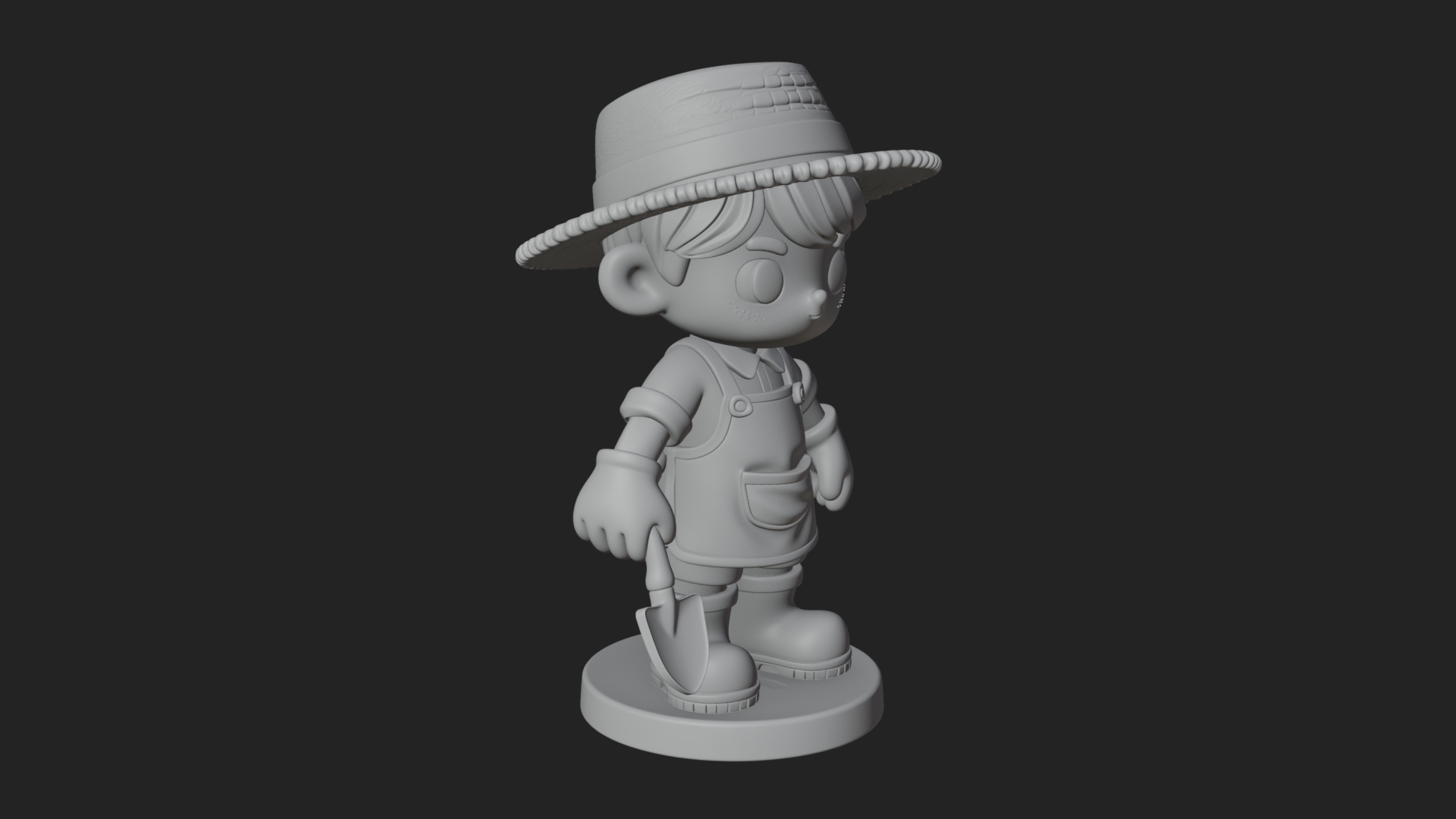 Chibi Gardener Boy With Trowel Statue Design 1 3D Print Mode 3D Model
