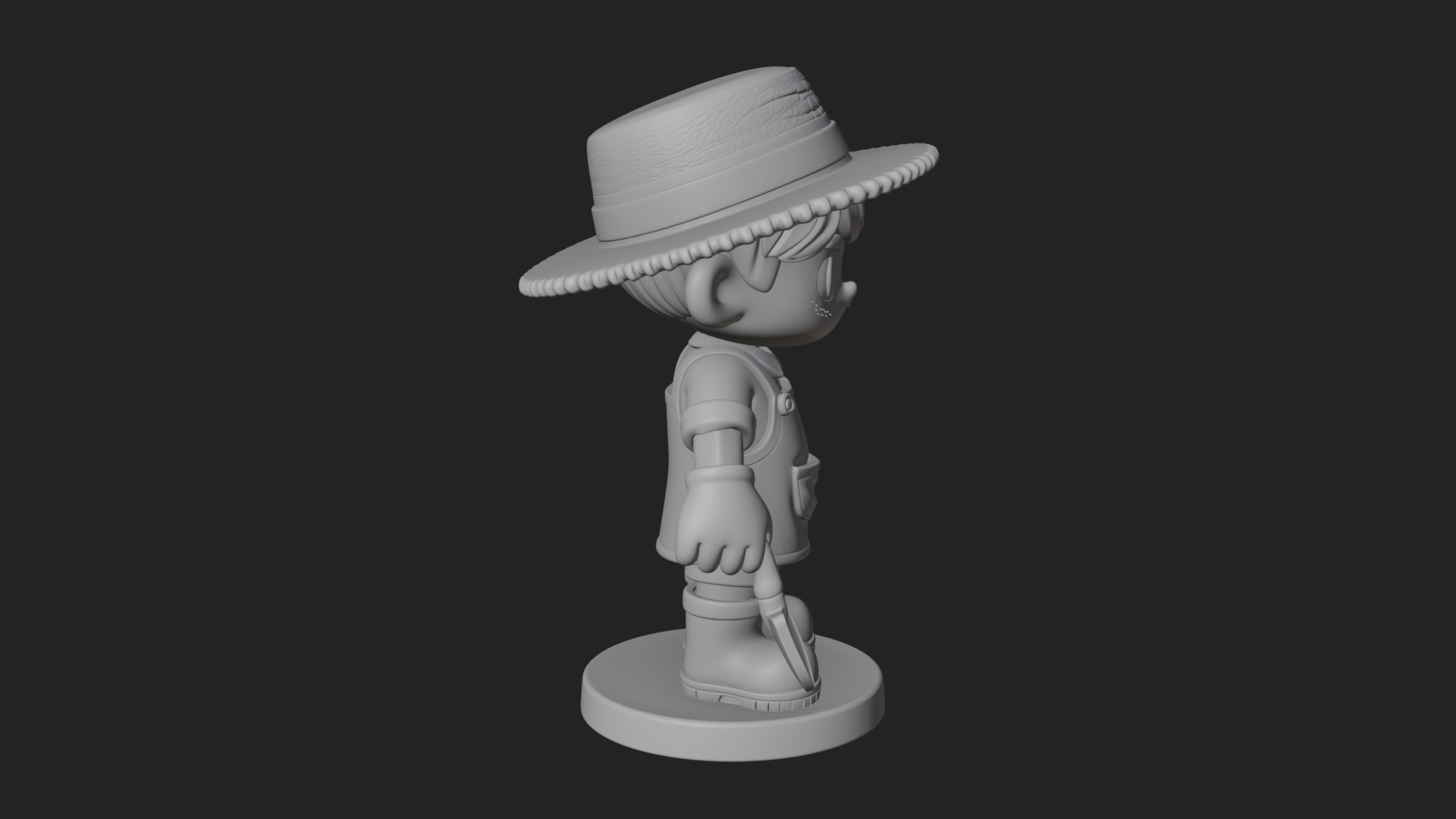 Chibi Gardener Boy With Trowel Statue Design 1 3D Print Mode 3D Model