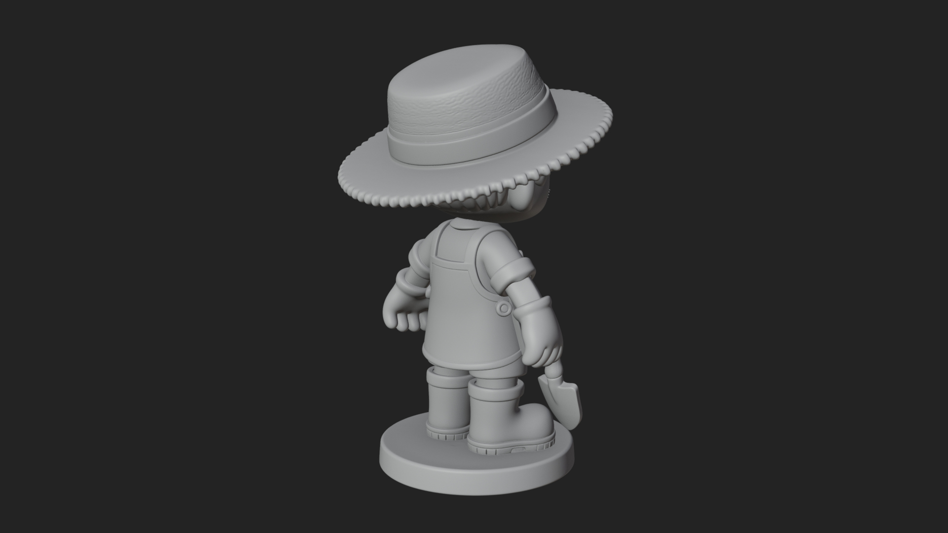 Chibi Gardener Boy With Trowel Statue Design 1 3D Print Mode 3D Model