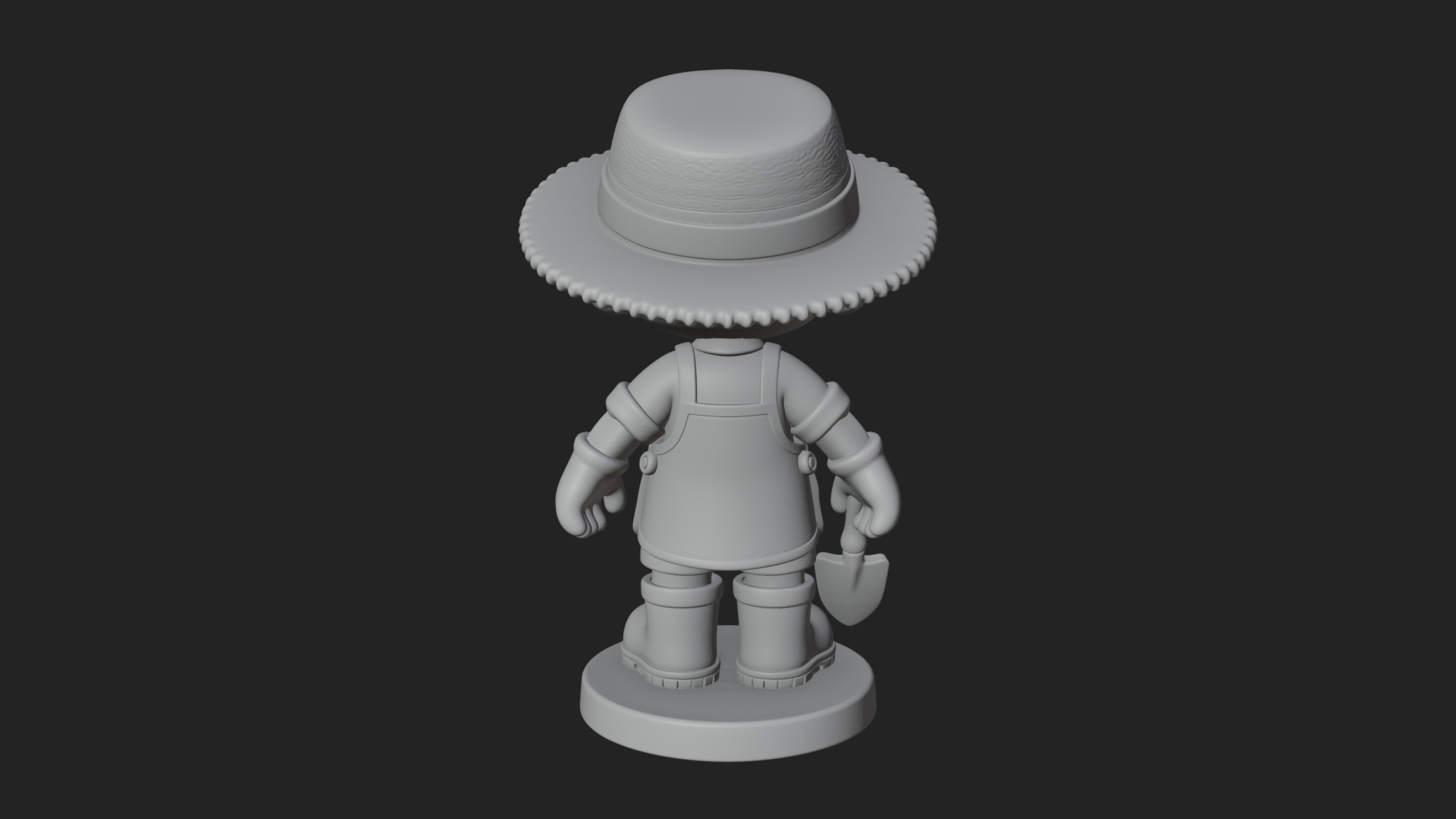 Chibi Gardener Boy With Trowel Statue Design 1 3D Print Mode 3D Model