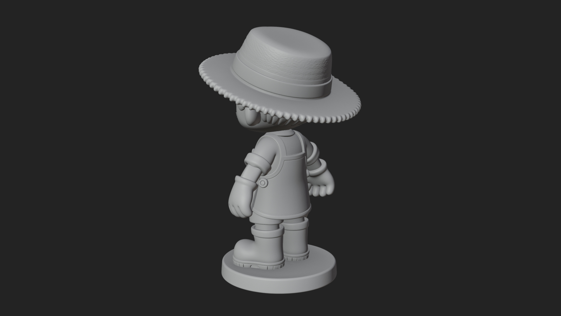 Chibi Gardener Boy With Trowel Statue Design 1 3D Print Mode 3D Model