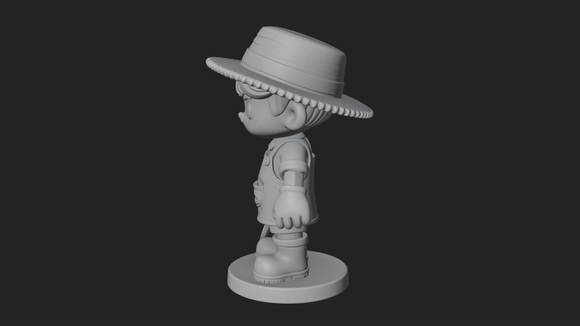 Chibi Gardener Boy With Trowel Statue Design 1 3D Print Mode 3D Model