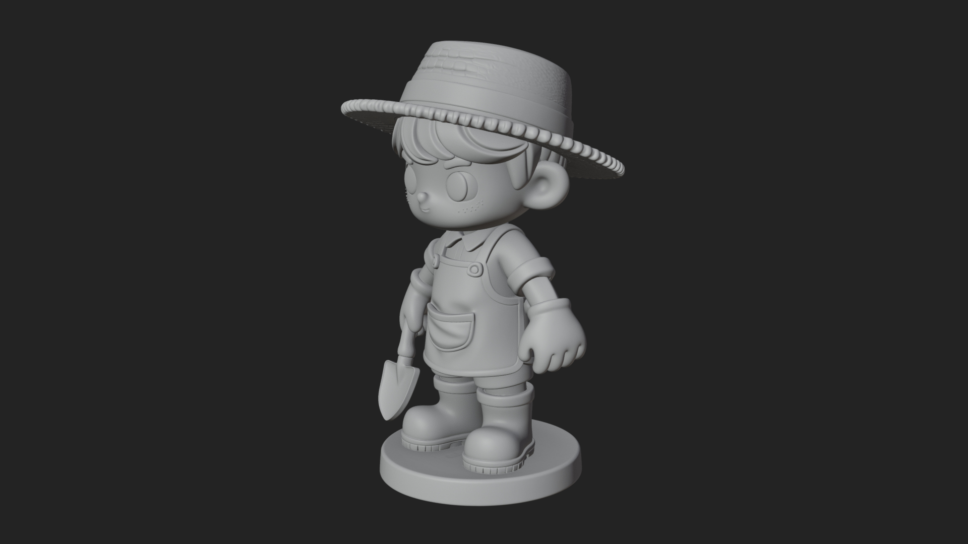 Chibi Gardener Boy With Trowel Statue Design 1 3D Print Mode 3D Model
