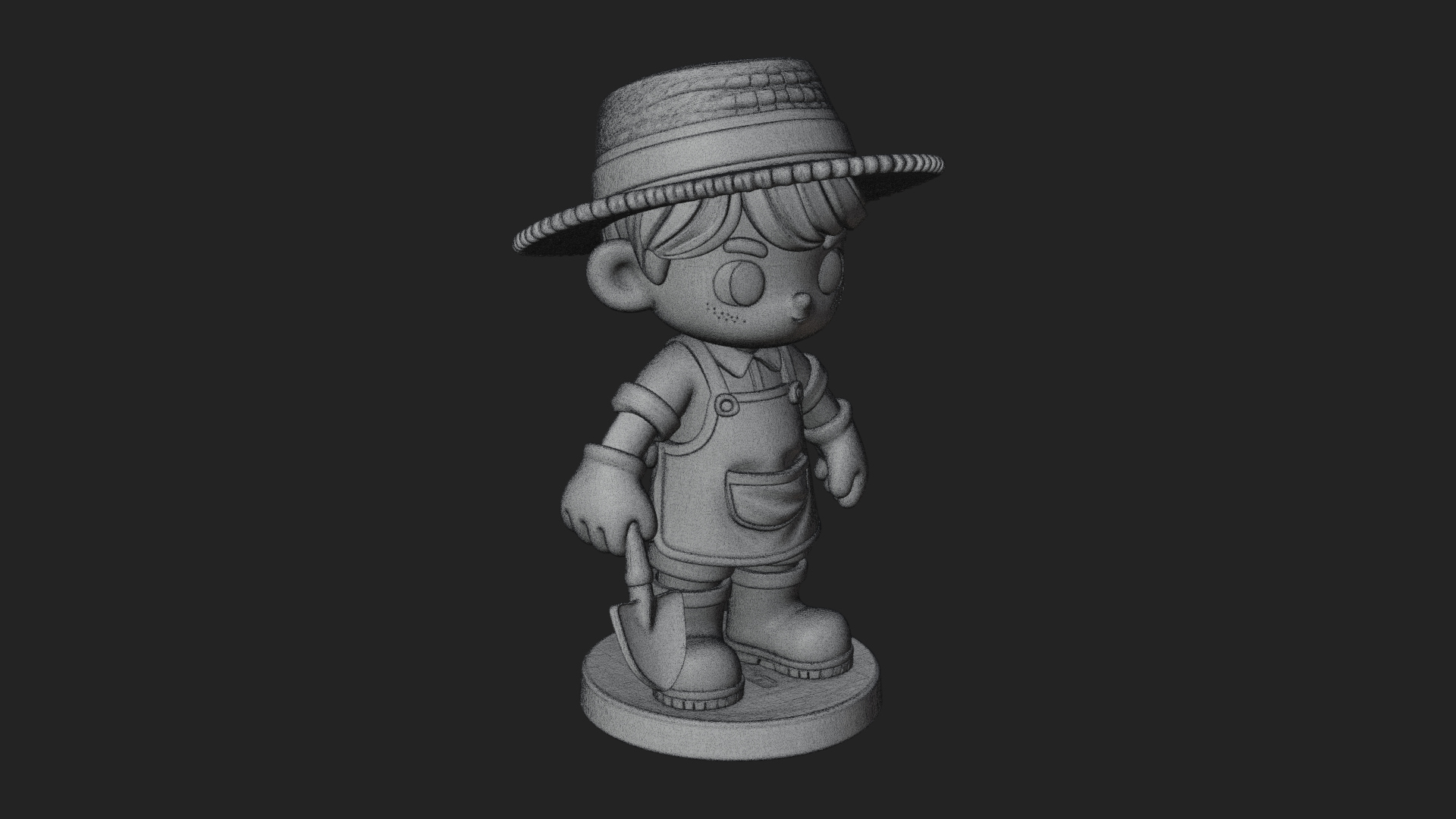 Chibi Gardener Boy With Trowel Statue Design 1 3D Print Mode 3D Model