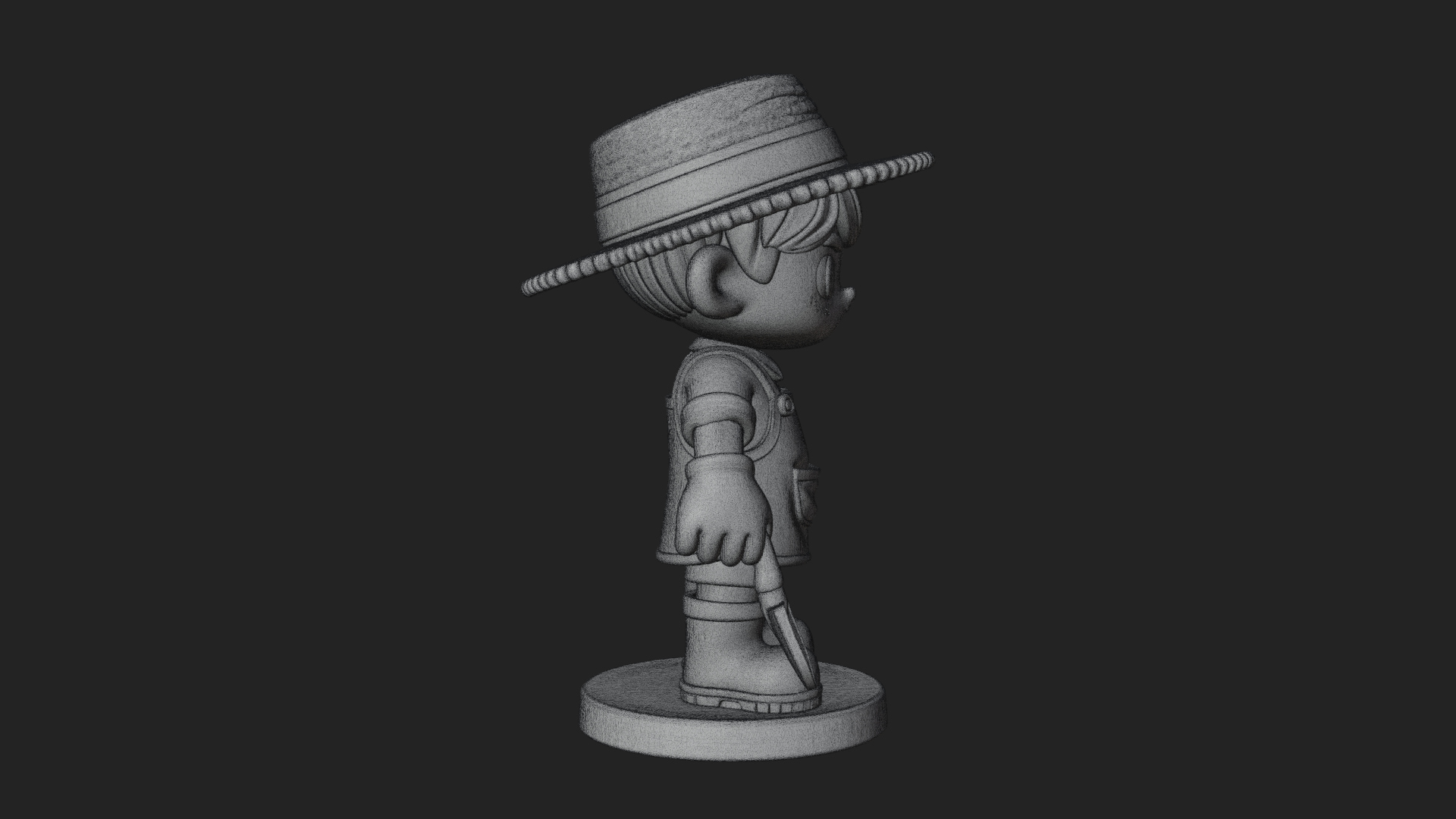 Chibi Gardener Boy With Trowel Statue Design 1 3D Print Mode 3D Model
