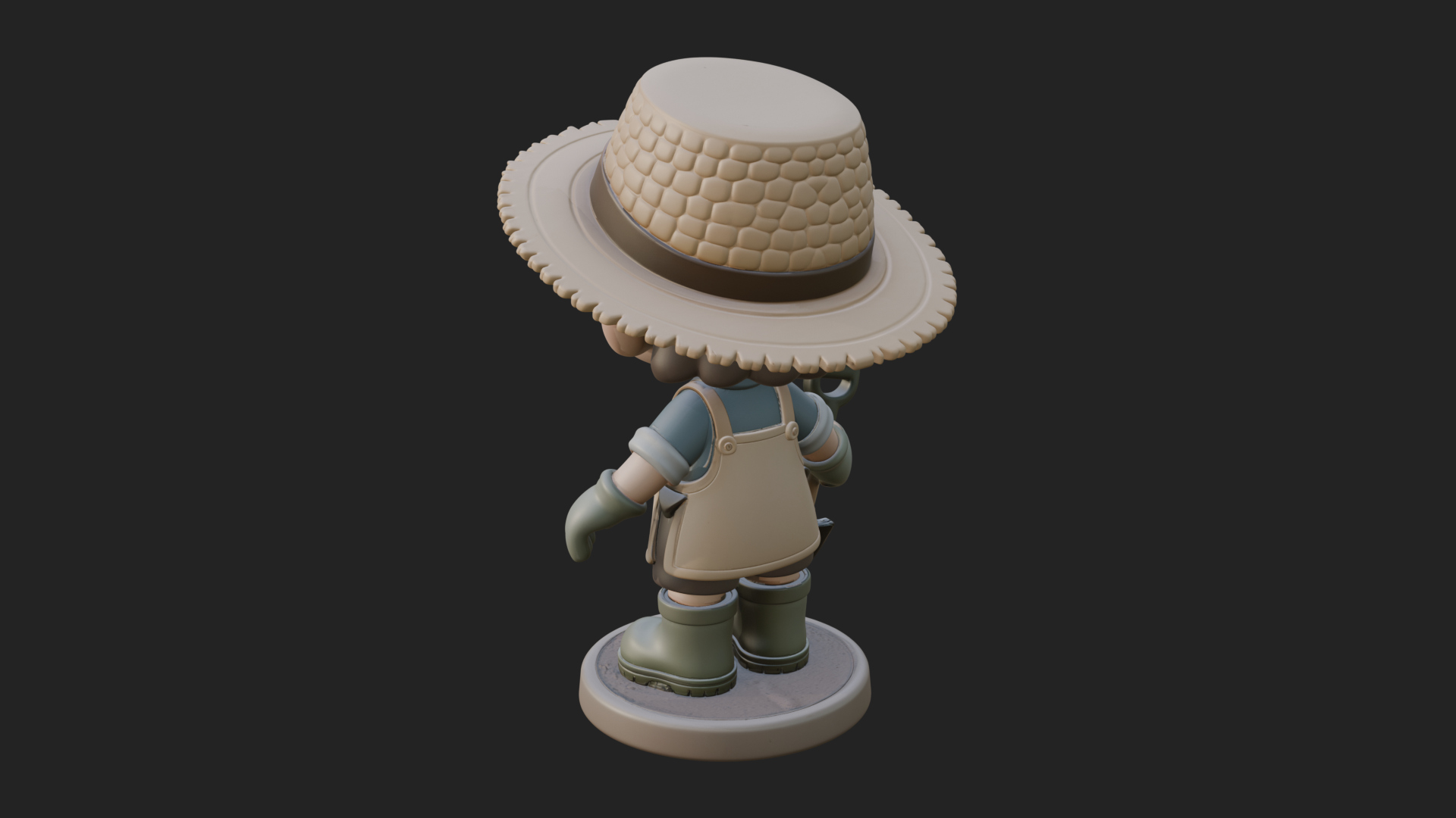 Chibi Gardener Boy With Trowel Statue Design 2 3D Print Mode 3D Model