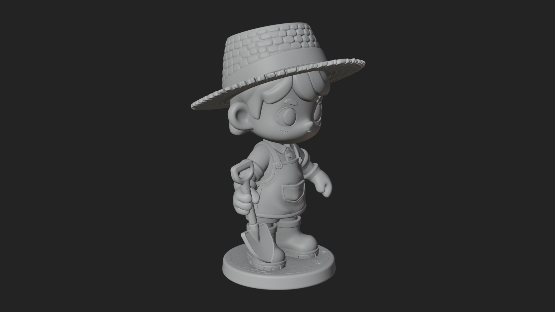 Chibi Gardener Boy With Trowel Statue Design 2 3D Print Mode 3D Model