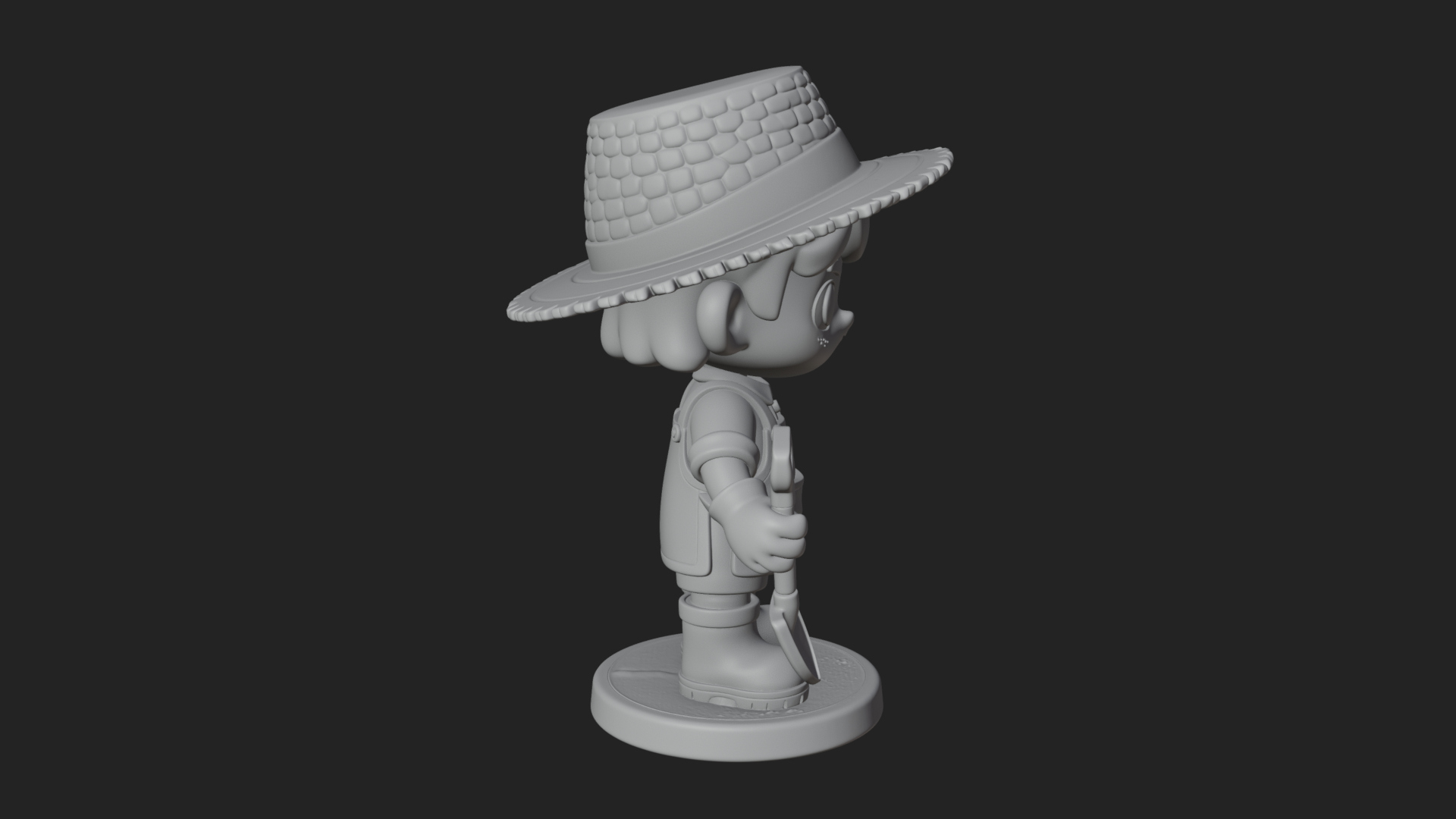 Chibi Gardener Boy With Trowel Statue Design 2 3D Print Mode 3D Model