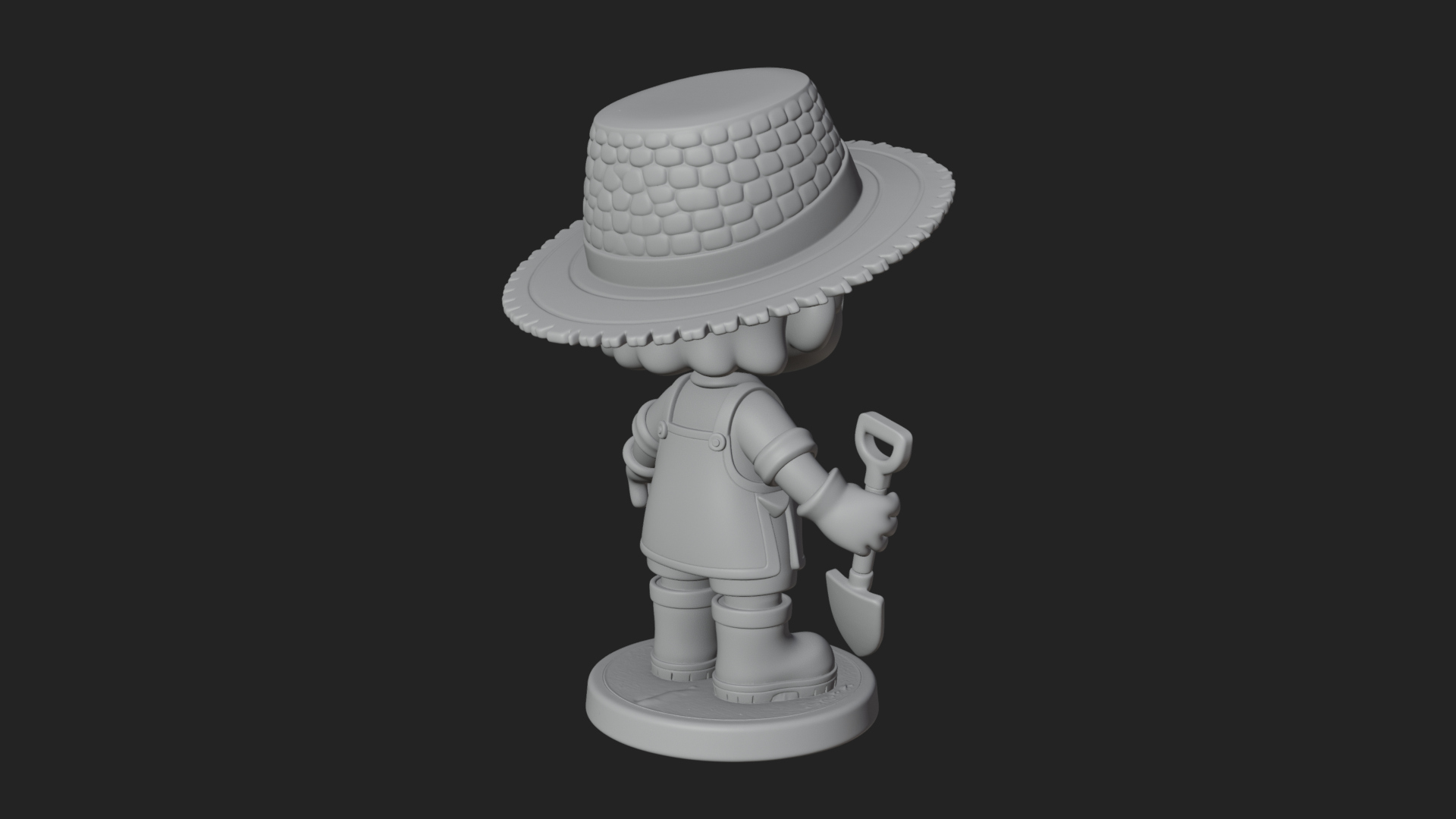 Chibi Gardener Boy With Trowel Statue Design 2 3D Print Mode 3D Model