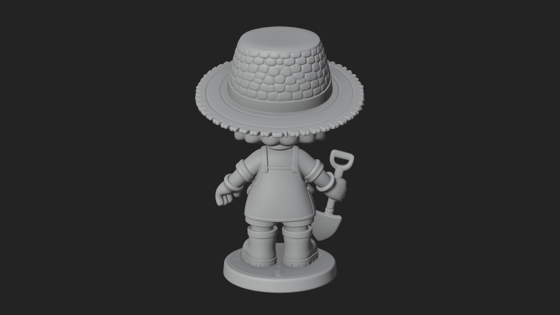 Chibi Gardener Boy With Trowel Statue Design 2 3D Print Mode 3D Model