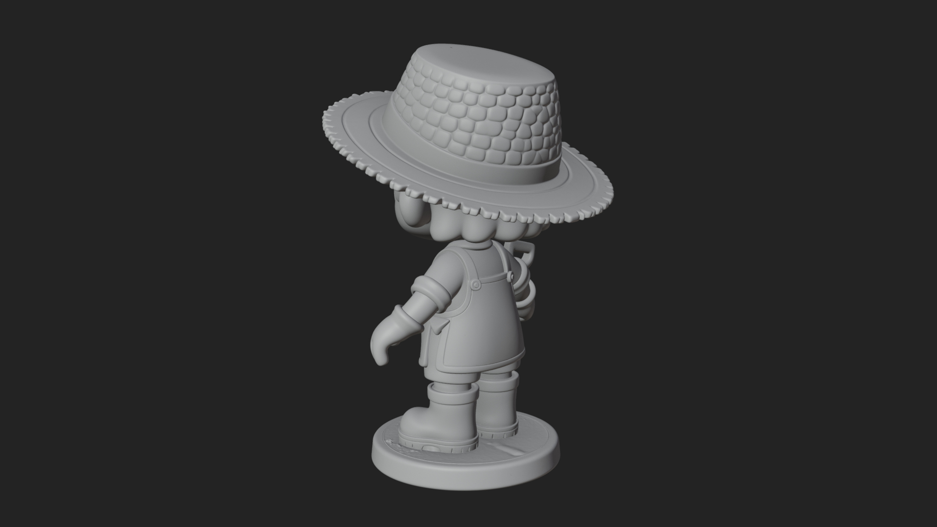 Chibi Gardener Boy With Trowel Statue Design 2 3D Print Mode 3D Model
