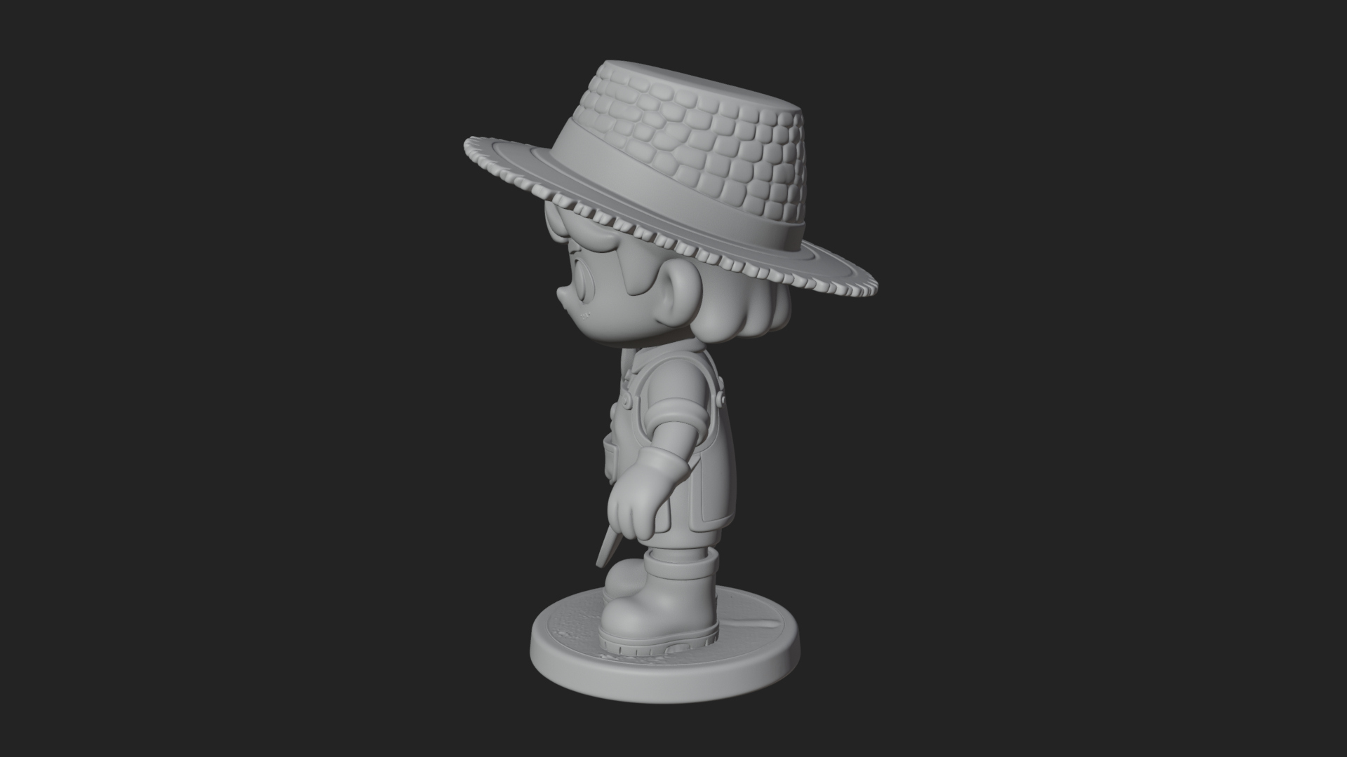 Chibi Gardener Boy With Trowel Statue Design 2 3D Print Mode 3D Model