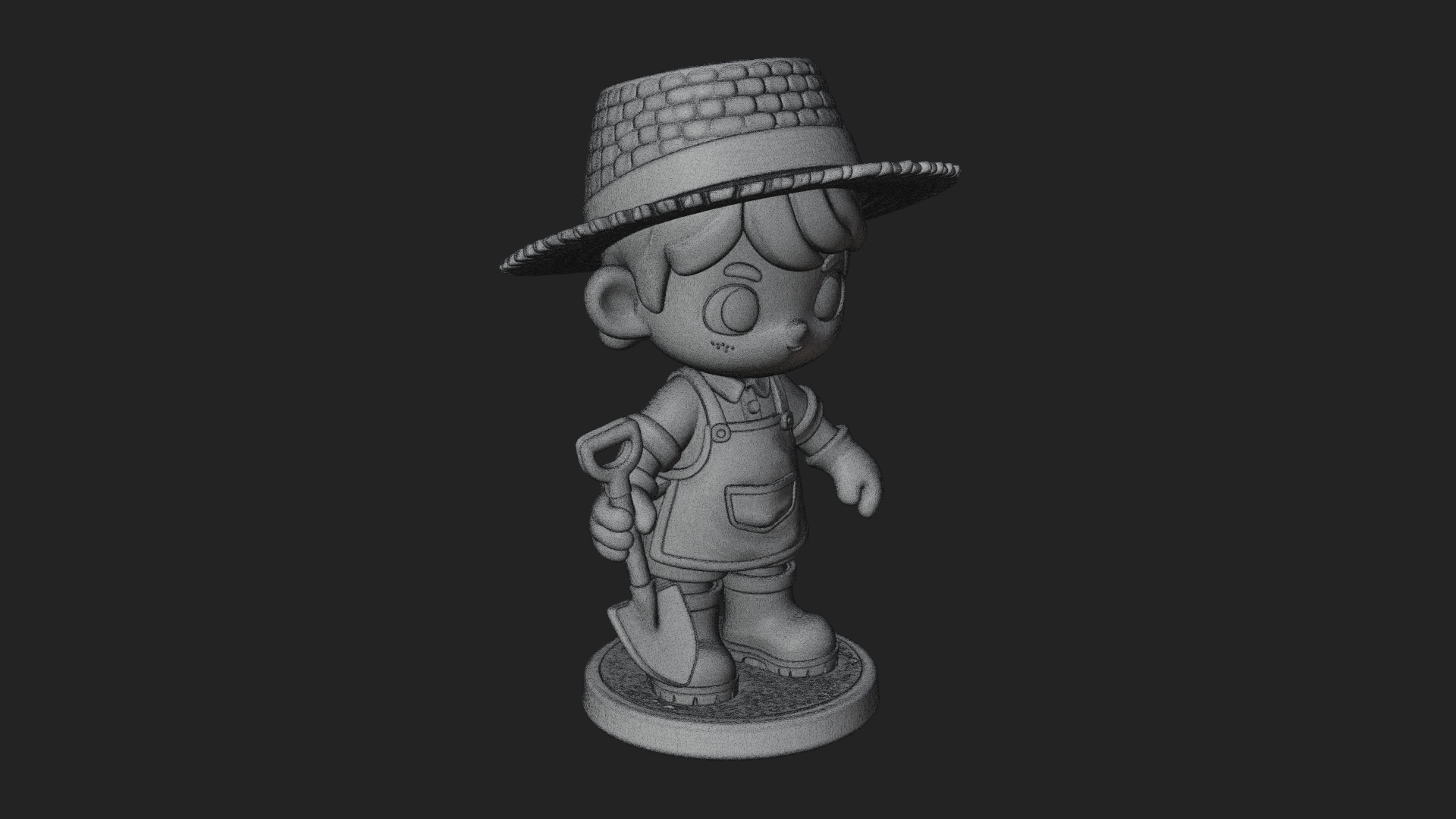 Chibi Gardener Boy With Trowel Statue Design 2 3D Print Mode 3D Model
