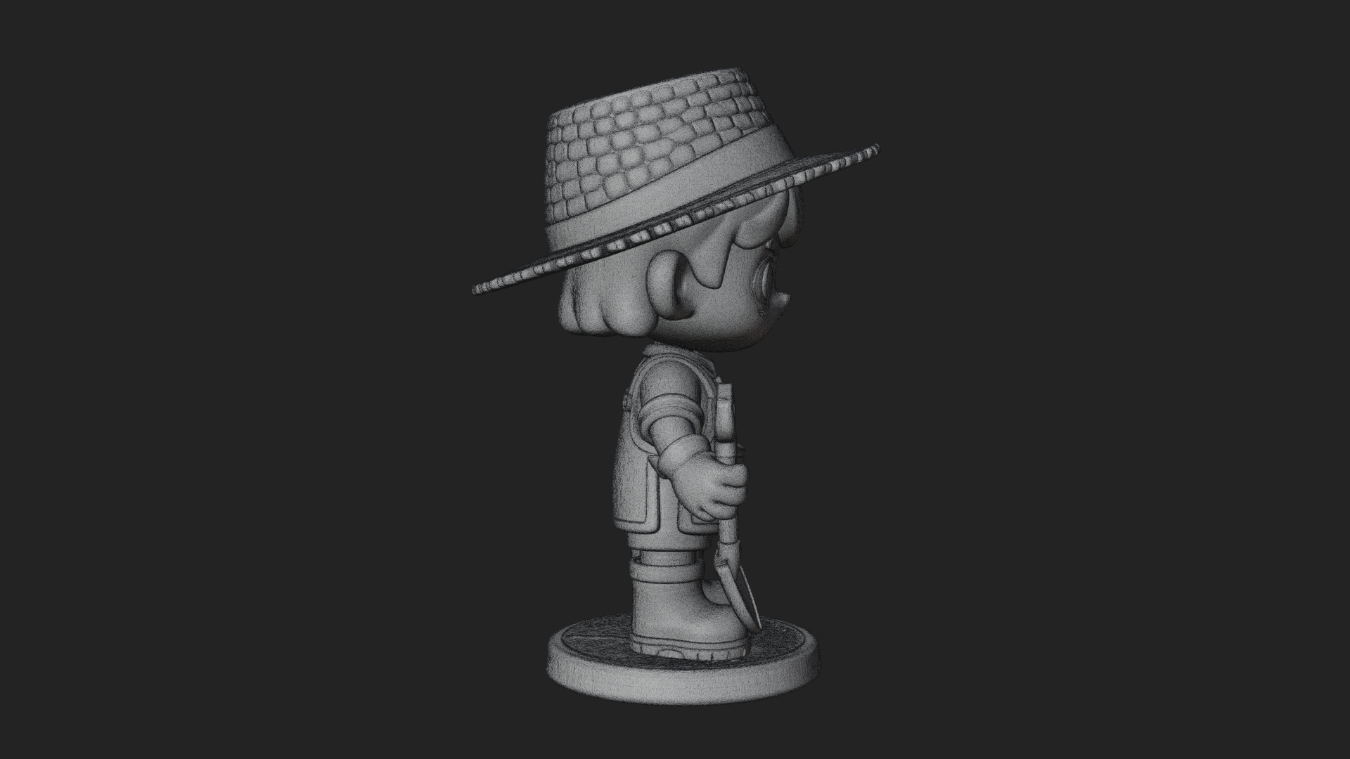 Chibi Gardener Boy With Trowel Statue Design 2 3D Print Mode 3D Model