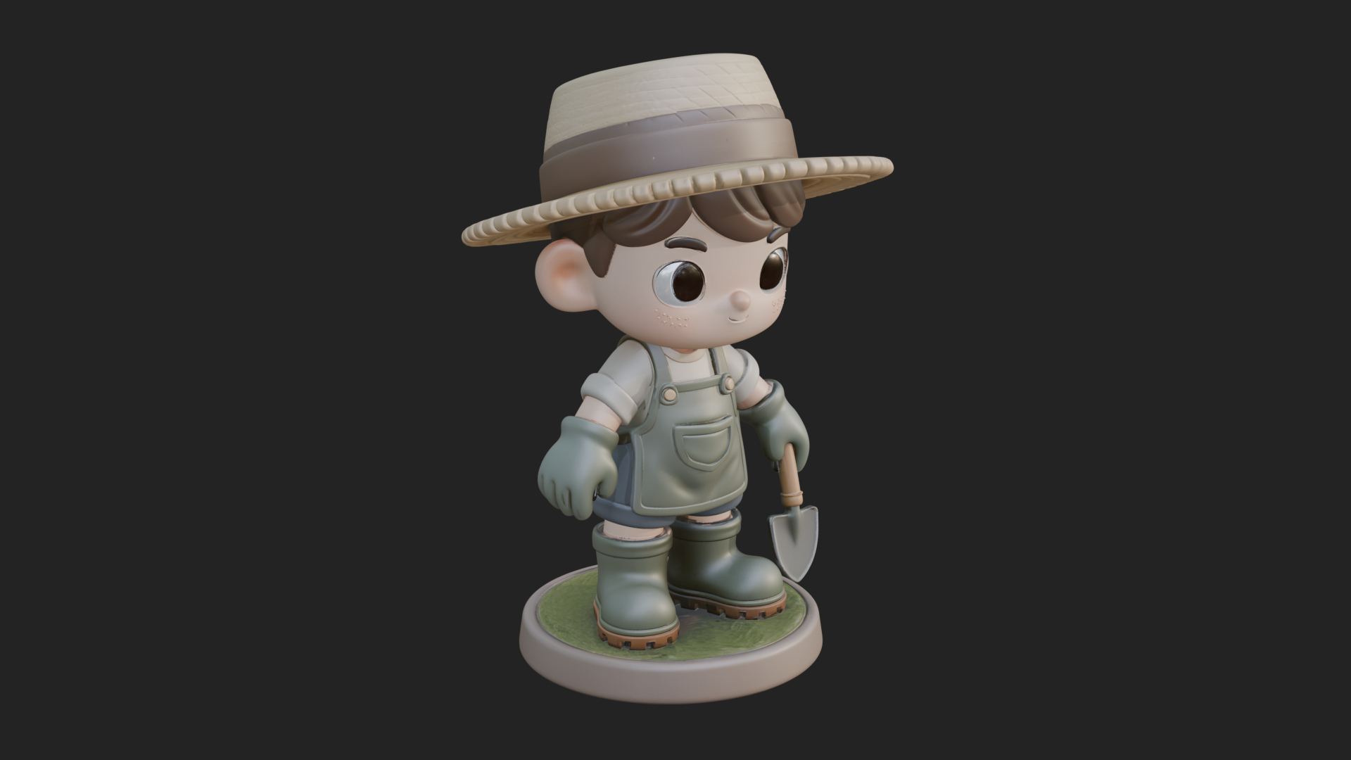 Chibi Gardener Boy With Trowel Statue Design 3 3D Print Mode 3D Model