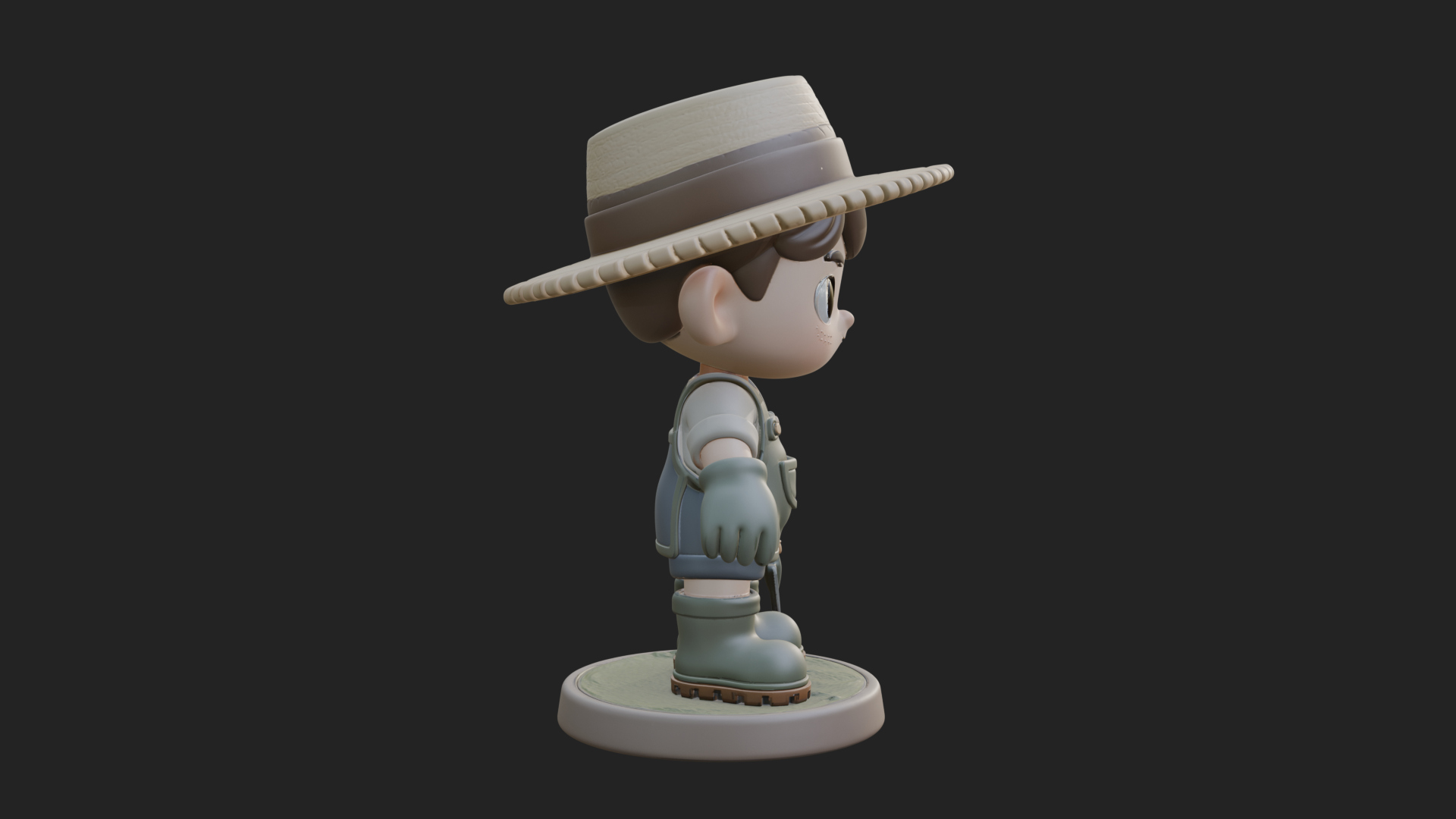 Chibi Gardener Boy With Trowel Statue Design 3 3D Print Mode 3D Model