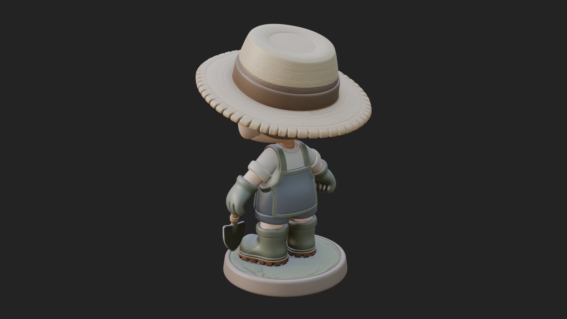 Chibi Gardener Boy With Trowel Statue Design 3 3D Print Mode 3D Model
