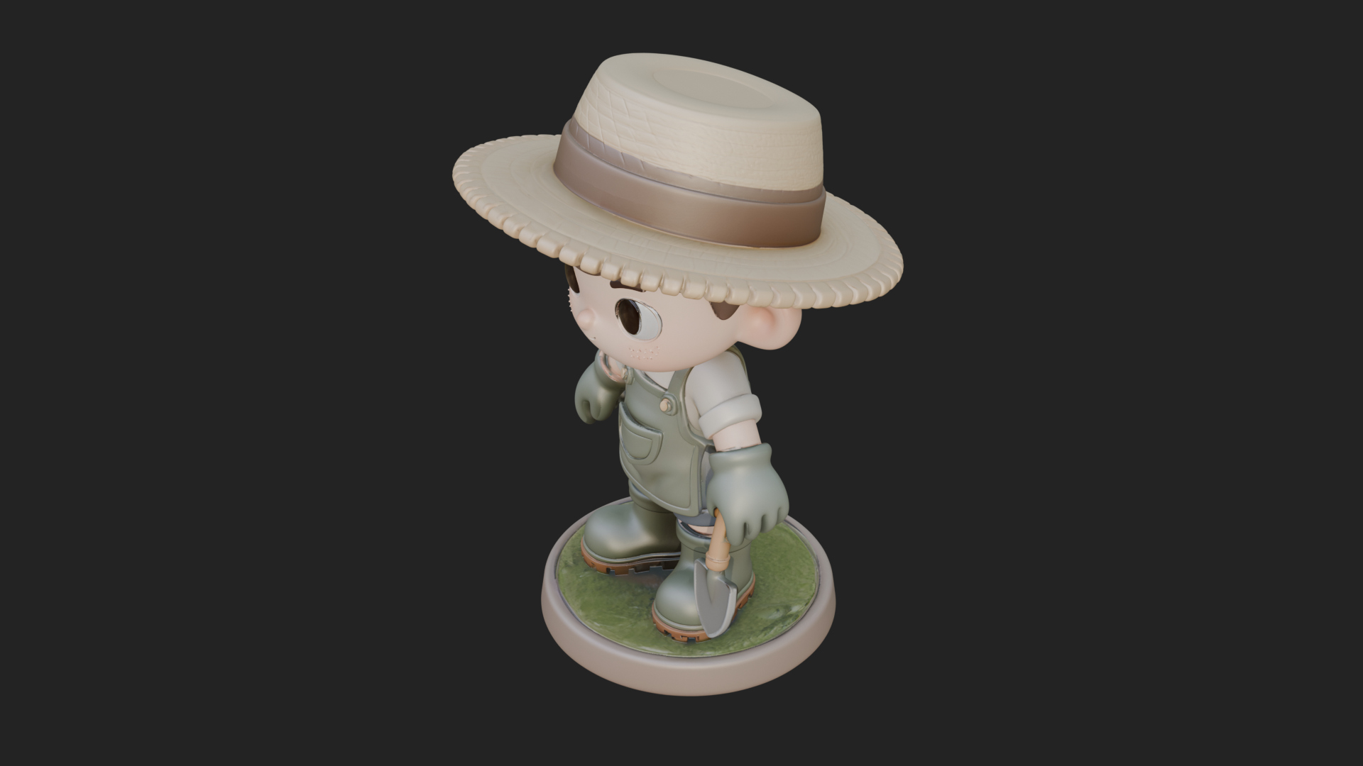 Chibi Gardener Boy With Trowel Statue Design 3 3D Print Mode 3D Model