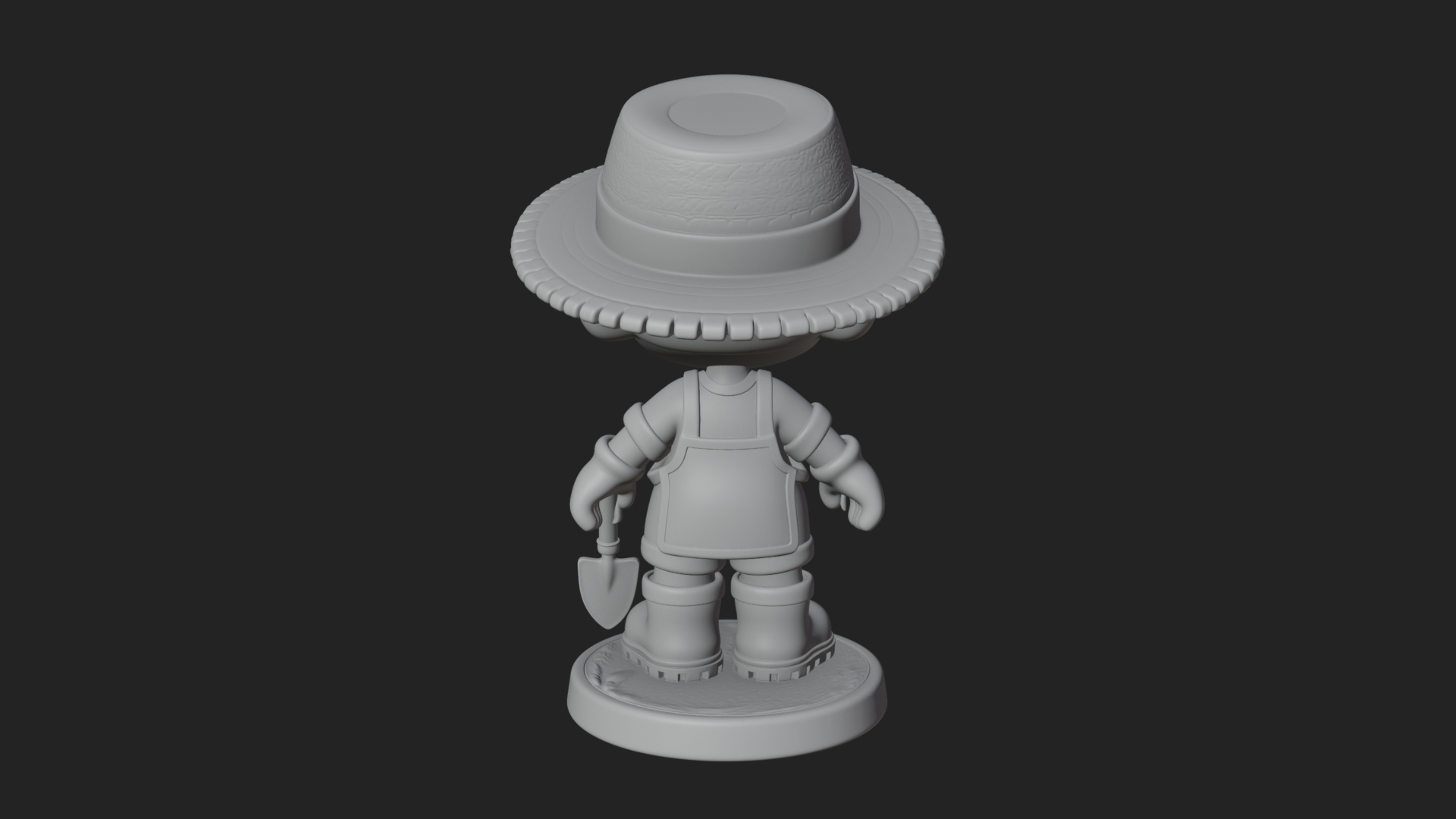 Chibi Gardener Boy With Trowel Statue Design 3 3D Print Mode 3D Model