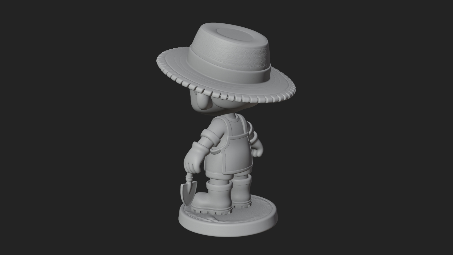Chibi Gardener Boy With Trowel Statue Design 3 3D Print Mode 3D Model