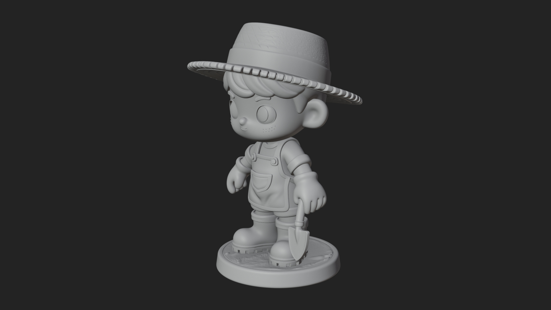 Chibi Gardener Boy With Trowel Statue Design 3 3D Print Mode 3D Model
