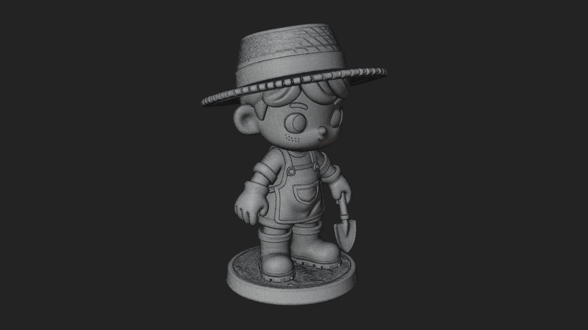 Chibi Gardener Boy With Trowel Statue Design 3 3D Print Mode 3D Model