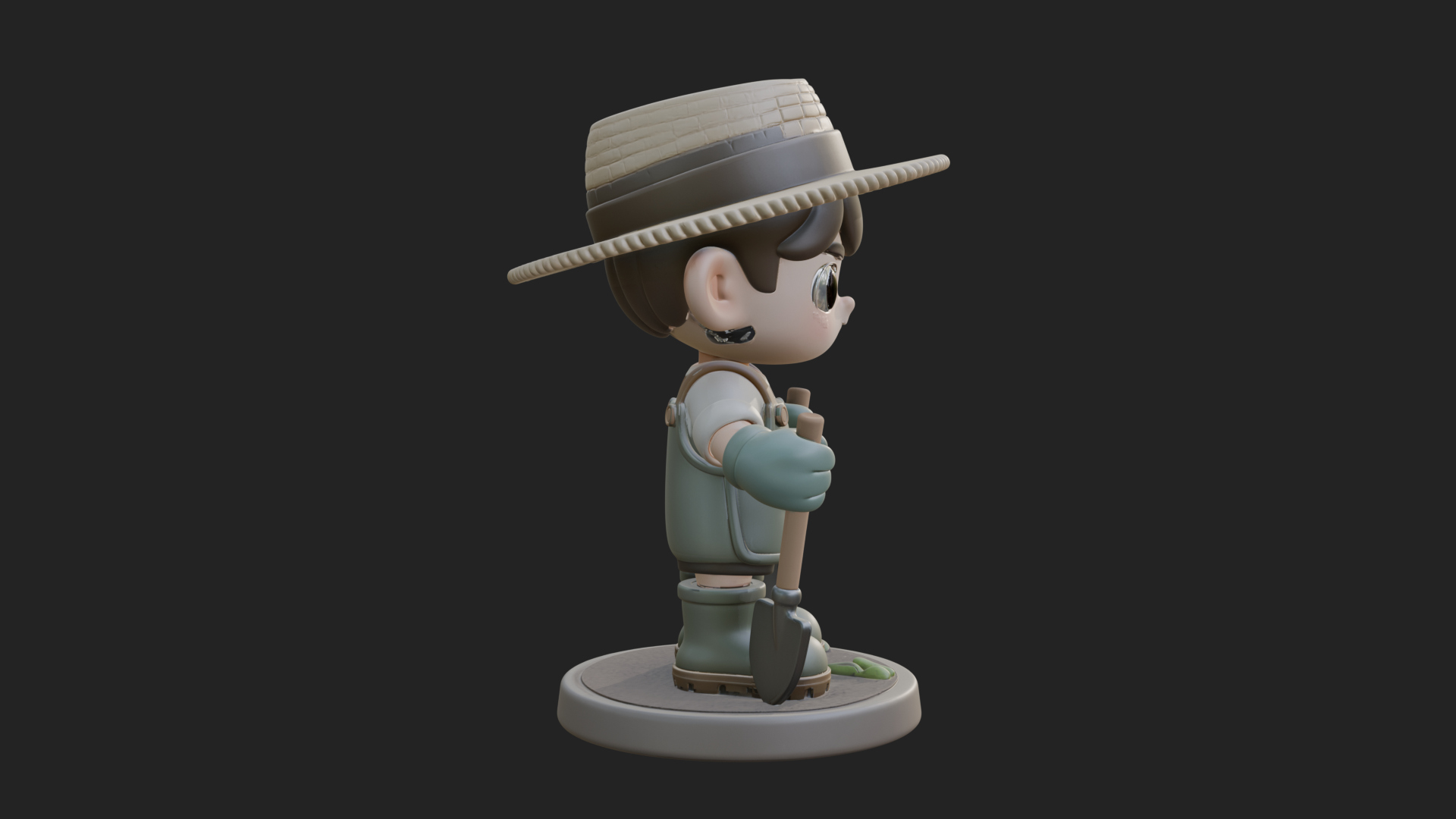 Chibi Gardener Boy with Trowel Statue Design 4 3D Print Mode 3D Model
