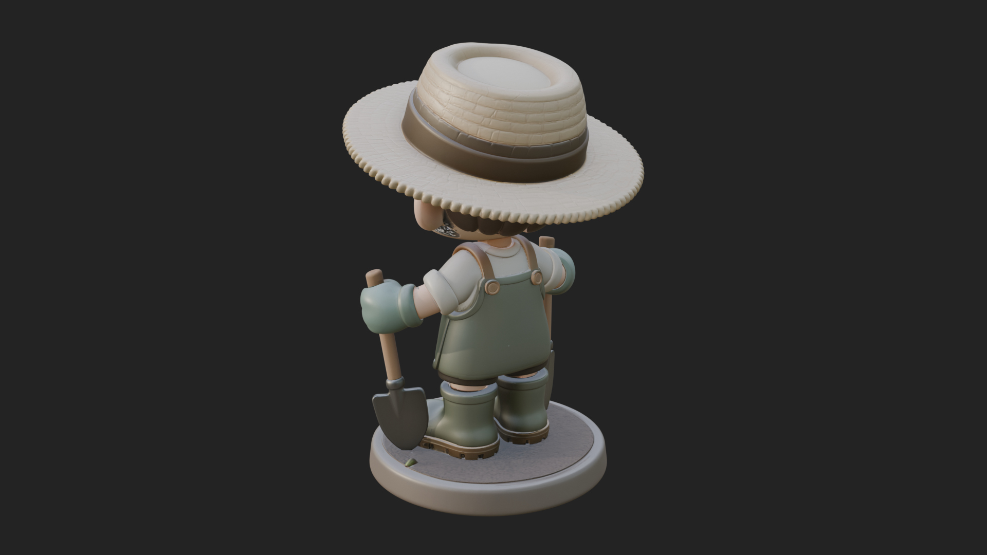 Chibi Gardener Boy with Trowel Statue Design 4 3D Print Mode 3D Model