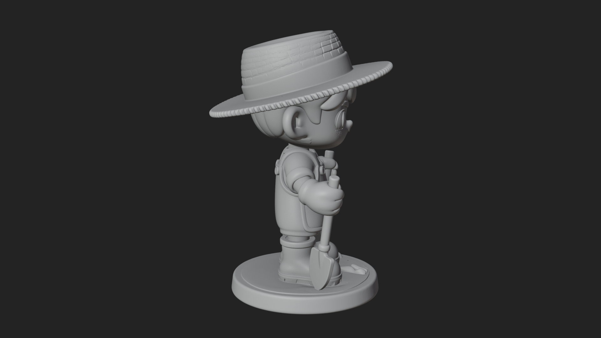 Chibi Gardener Boy with Trowel Statue Design 4 3D Print Mode 3D Model