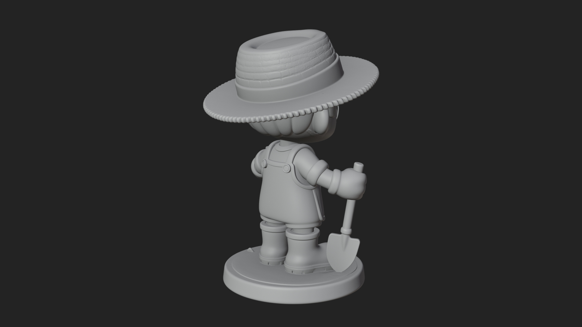 Chibi Gardener Boy with Trowel Statue Design 4 3D Print Mode 3D Model