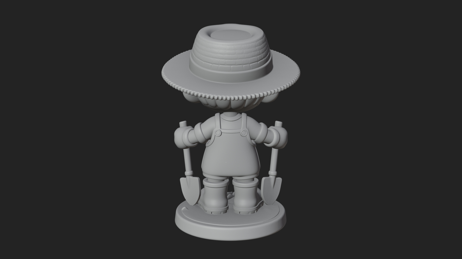 Chibi Gardener Boy with Trowel Statue Design 4 3D Print Mode 3D Model