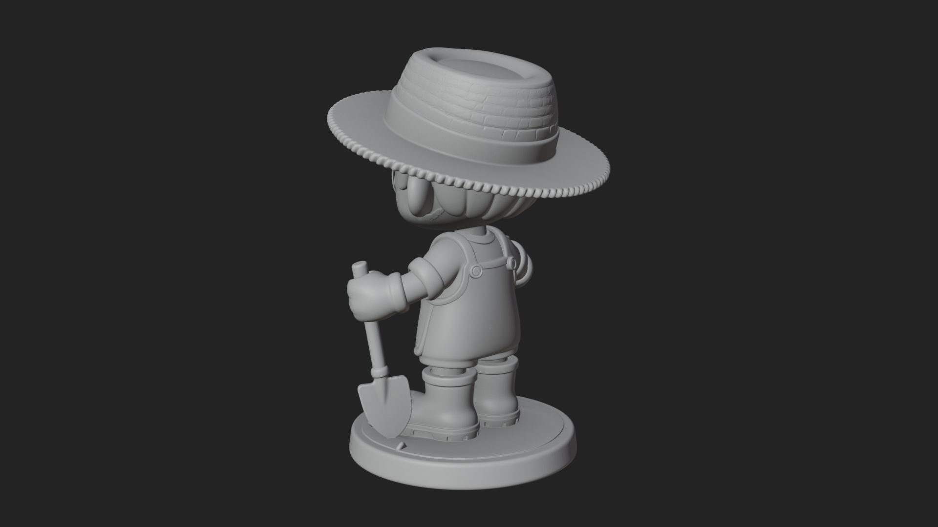 Chibi Gardener Boy with Trowel Statue Design 4 3D Print Mode 3D Model