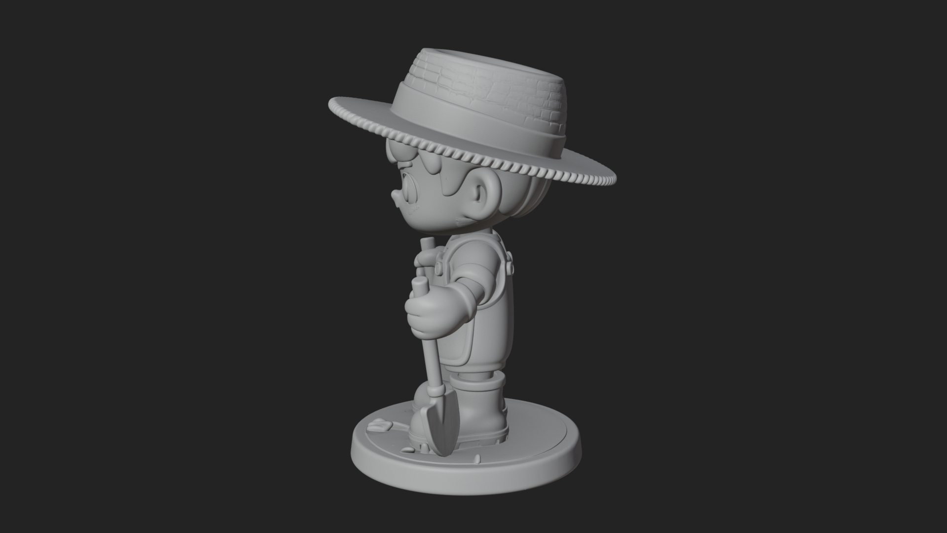 Chibi Gardener Boy with Trowel Statue Design 4 3D Print Mode 3D Model