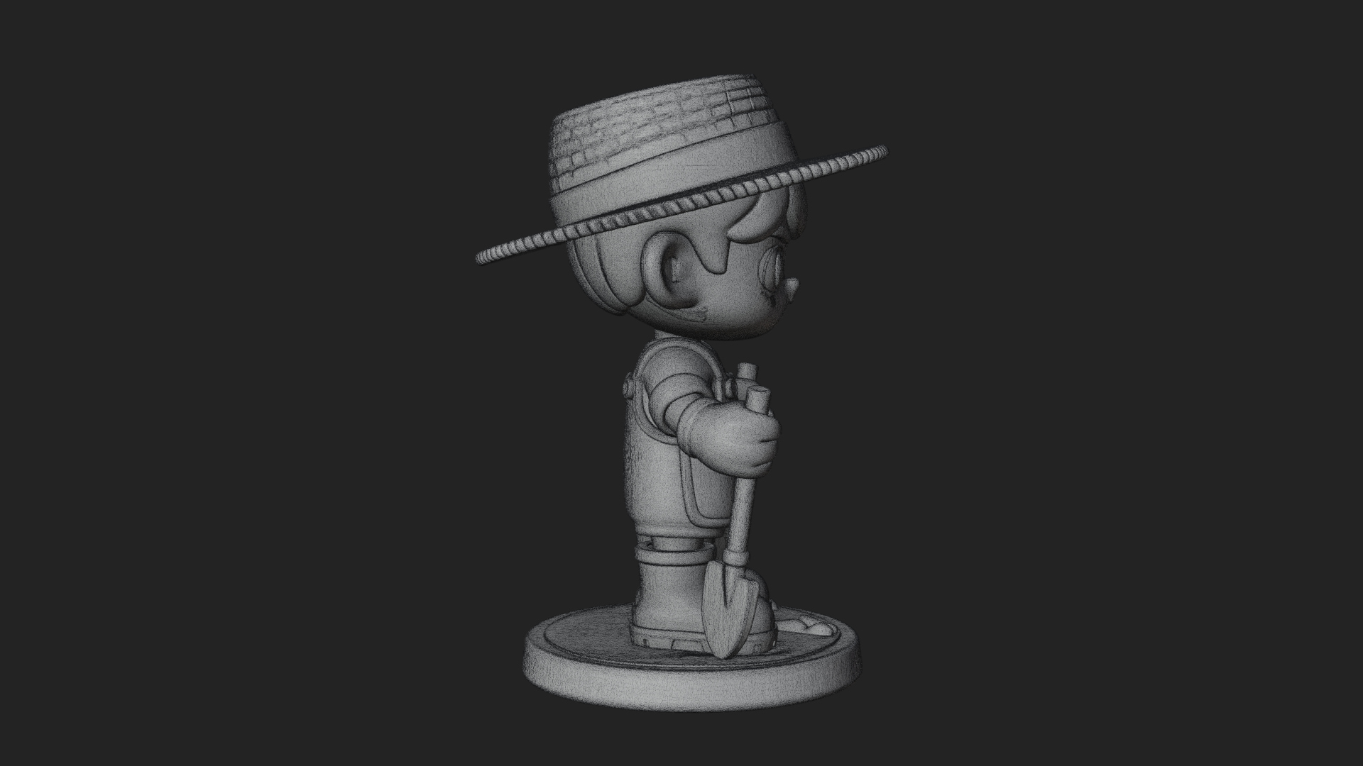 Chibi Gardener Boy with Trowel Statue Design 4 3D Print Mode 3D Model