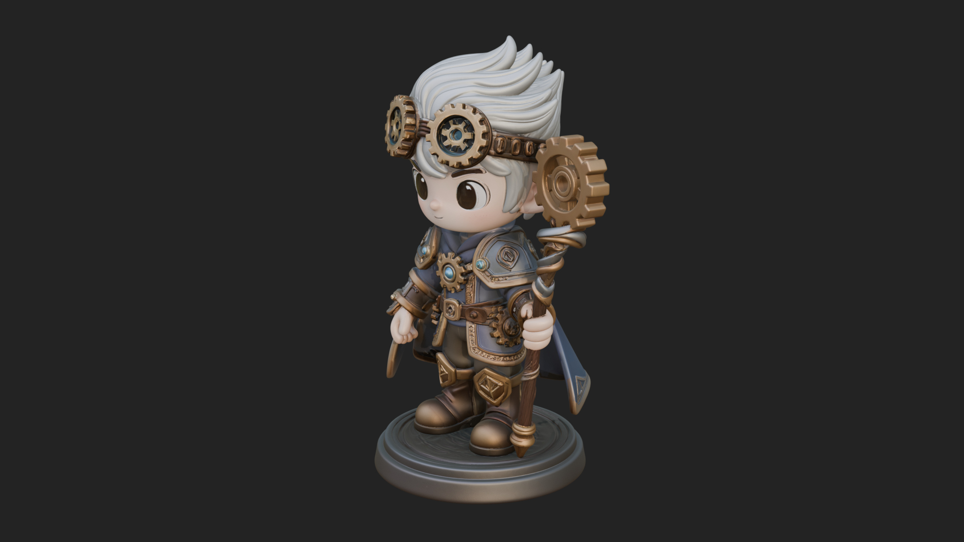 Chibi Gear Crown Knight Statue Design 1 3D Print Model 3D Model
