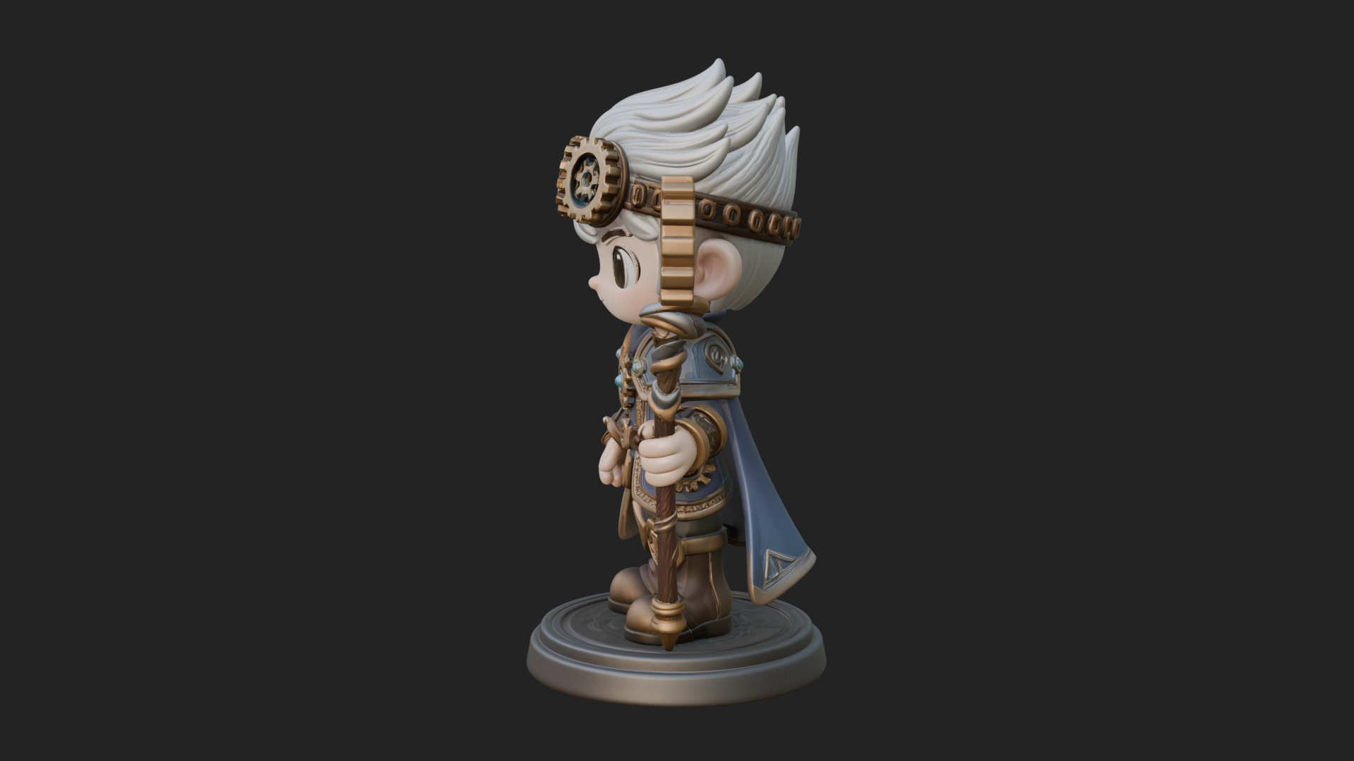 Chibi Gear Crown Knight Statue Design 1 3D Print Model 3D Model