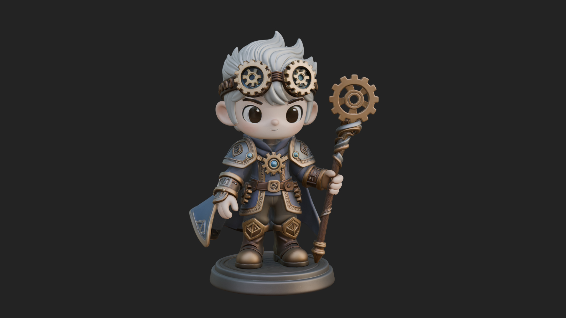Chibi Gear Crown Knight Statue Design 1 3D Print Model 3D Model