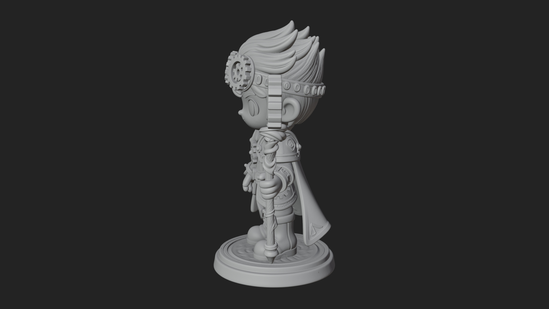 Chibi Gear Crown Knight Statue Design 1 3D Print Model 3D Model