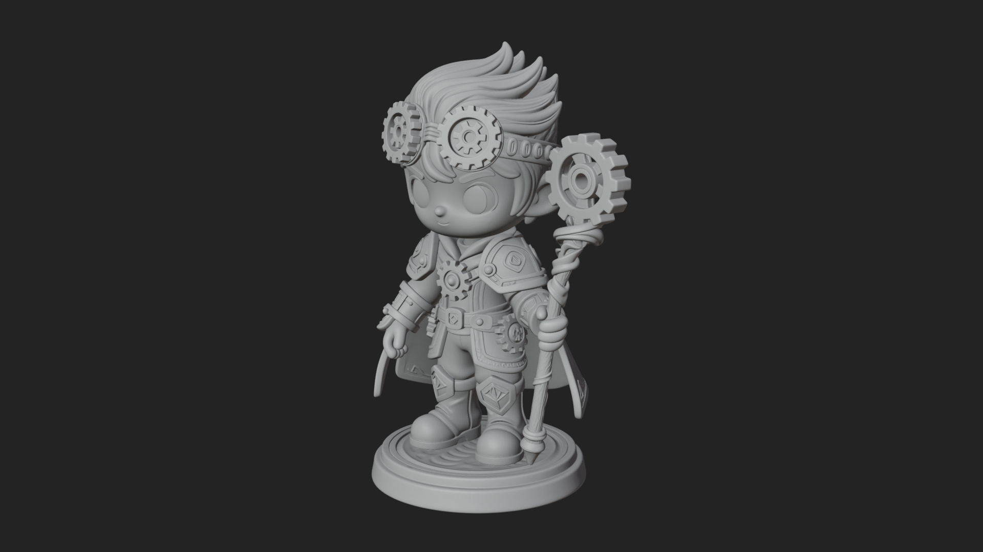 Chibi Gear Crown Knight Statue Design 1 3D Print Model 3D Model