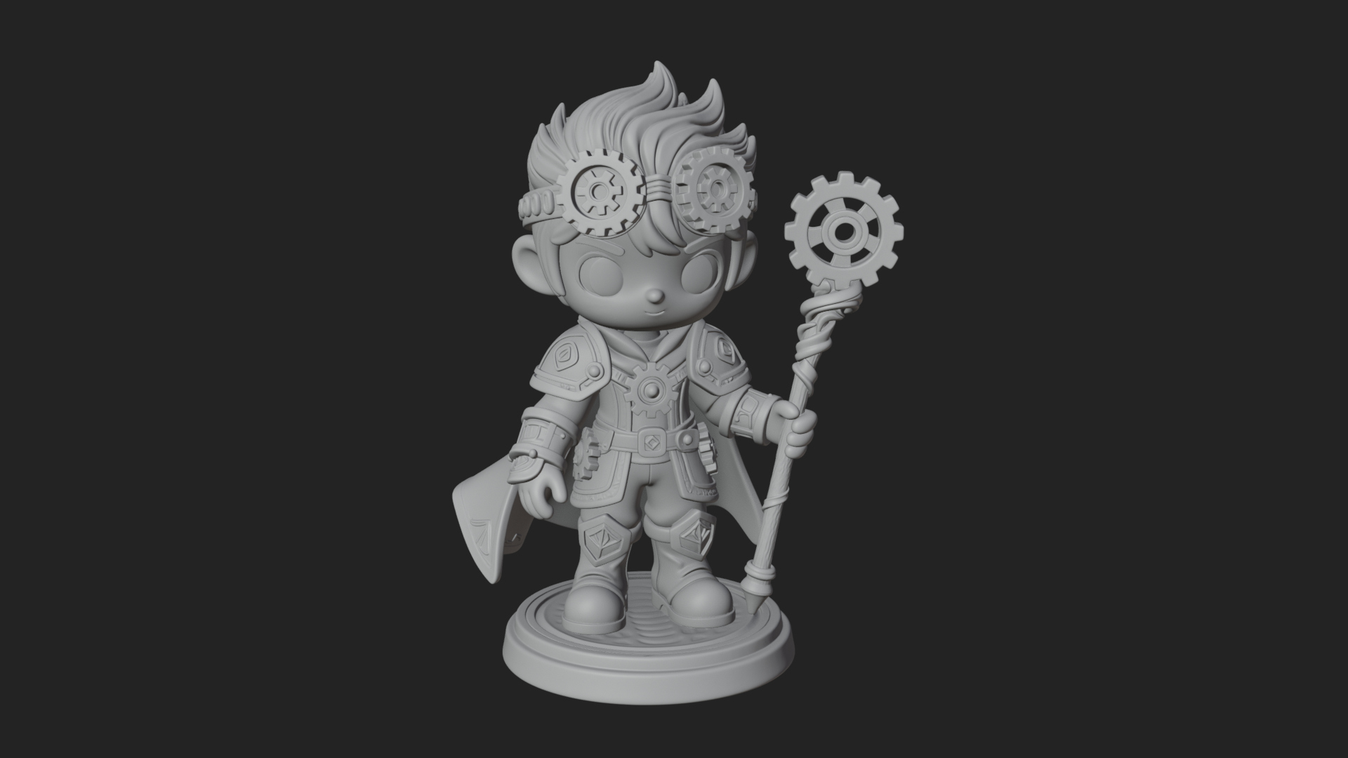 Chibi Gear Crown Knight Statue Design 1 3D Print Model 3D Model