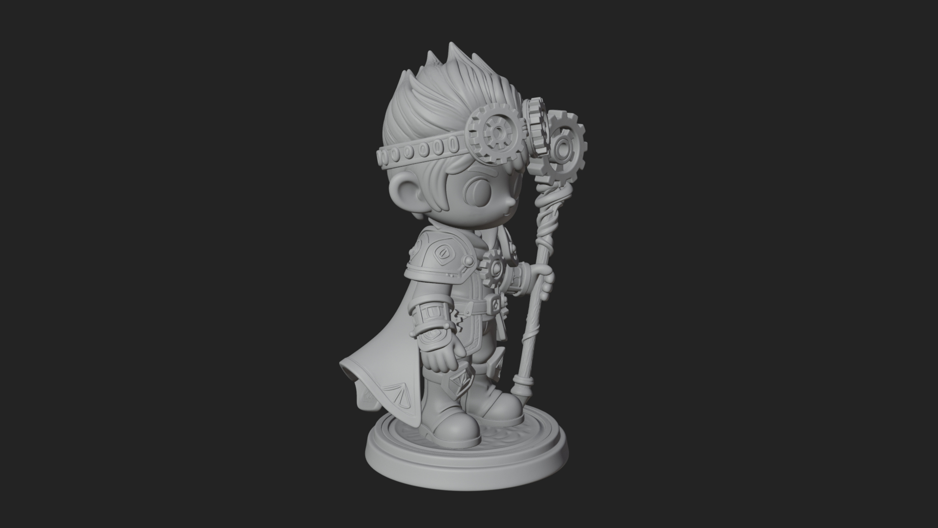 Chibi Gear Crown Knight Statue Design 1 3D Print Model 3D Model