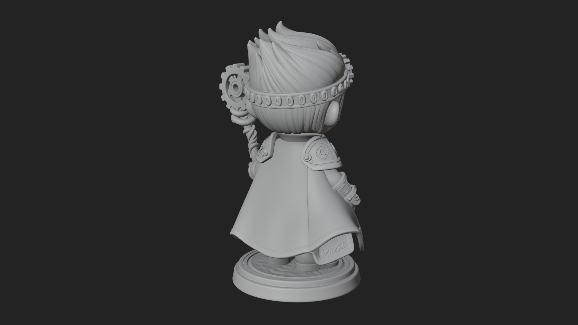 Chibi Gear Crown Knight Statue Design 1 3D Print Model 3D Model