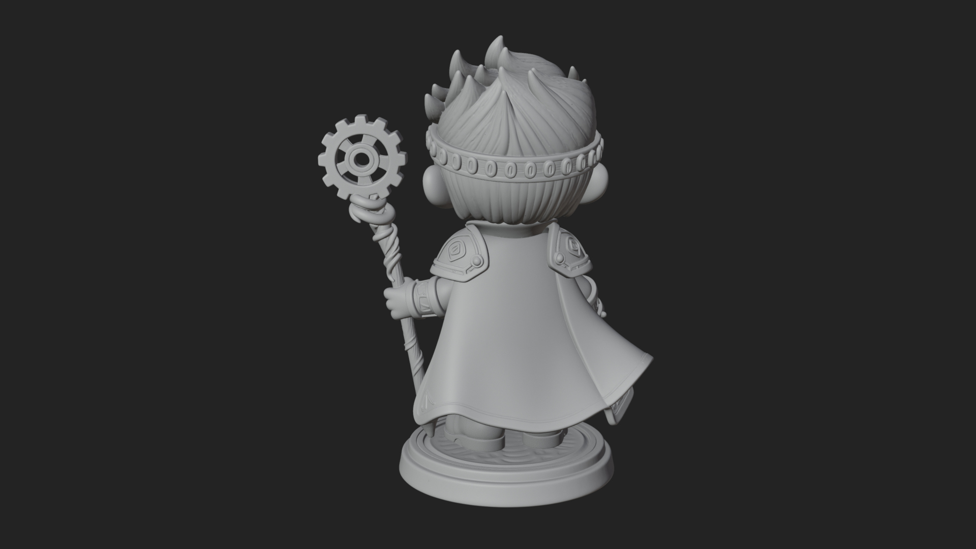 Chibi Gear Crown Knight Statue Design 1 3D Print Model 3D Model