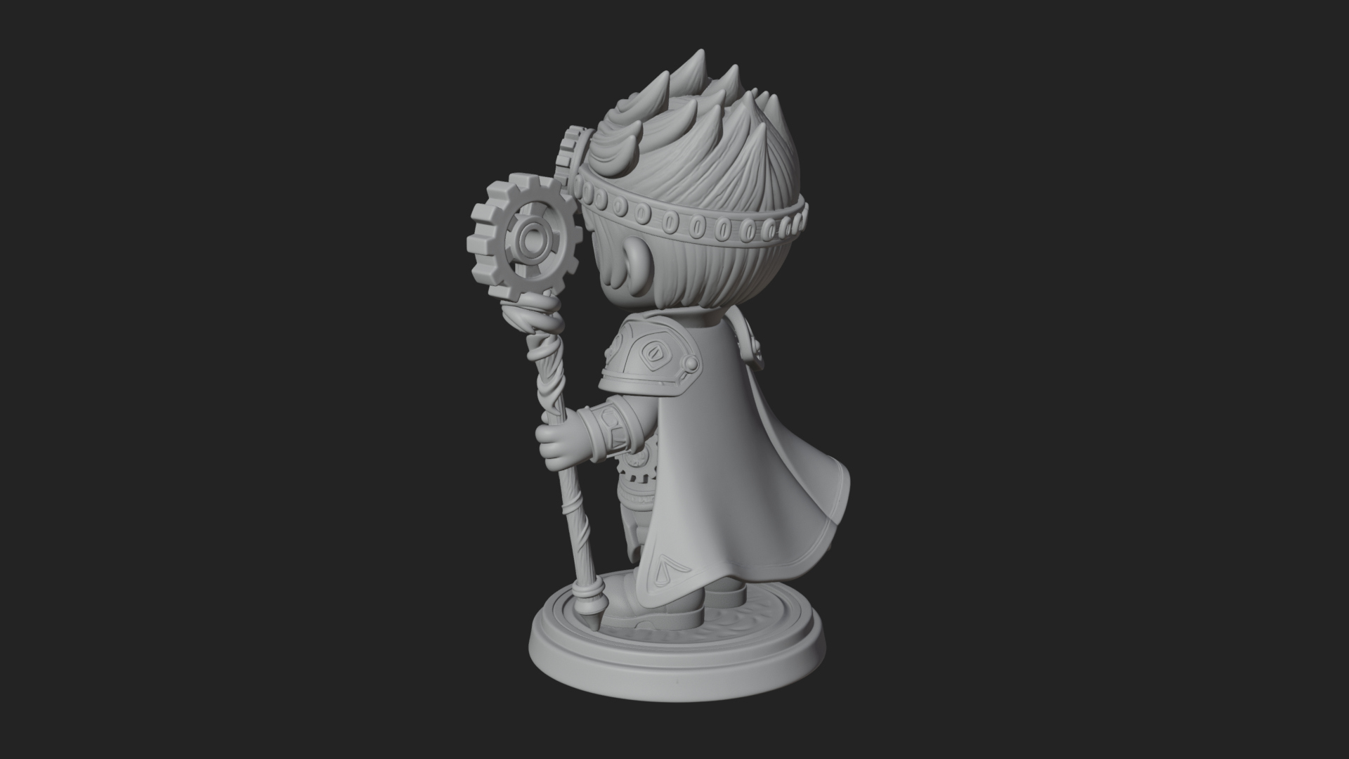 Chibi Gear Crown Knight Statue Design 1 3D Print Model 3D Model