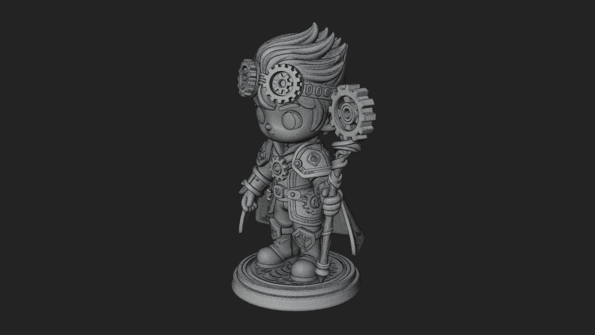 Chibi Gear Crown Knight Statue Design 1 3D Print Model 3D Model