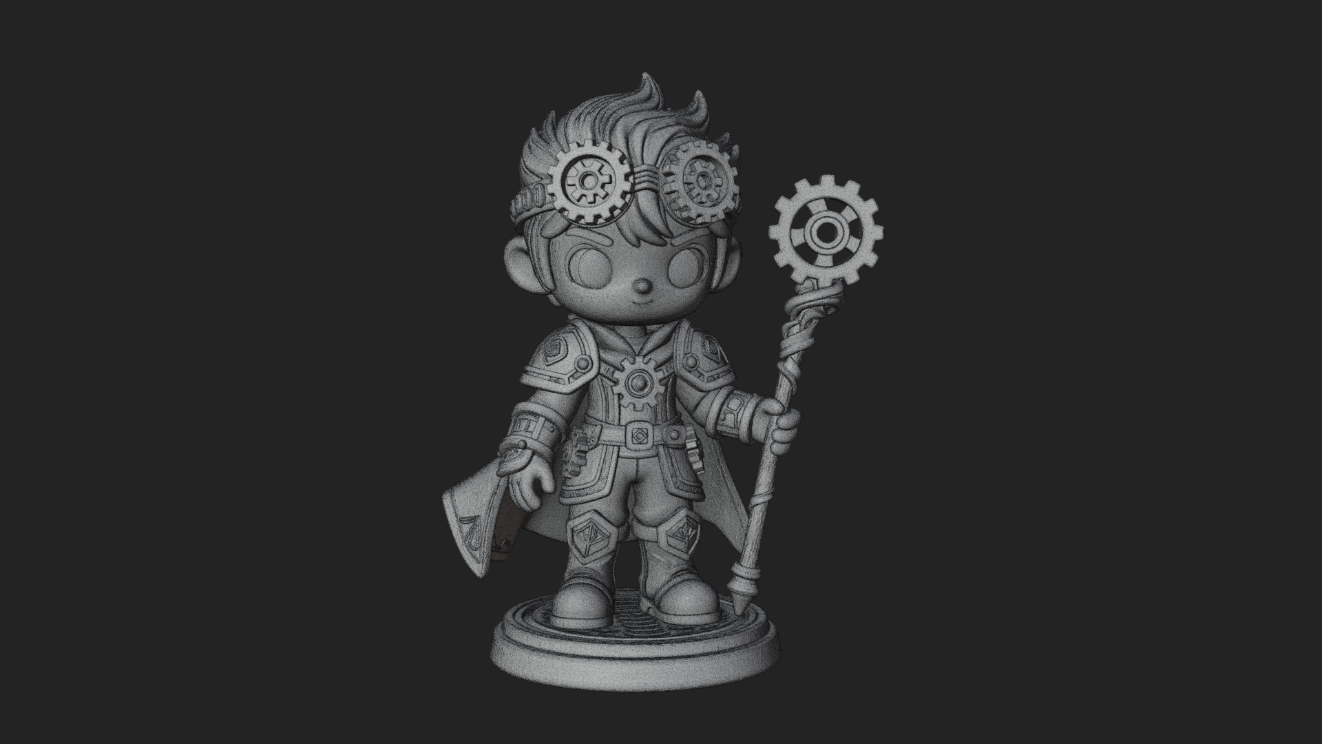 Chibi Gear Crown Knight Statue Design 1 3D Print Model 3D Model